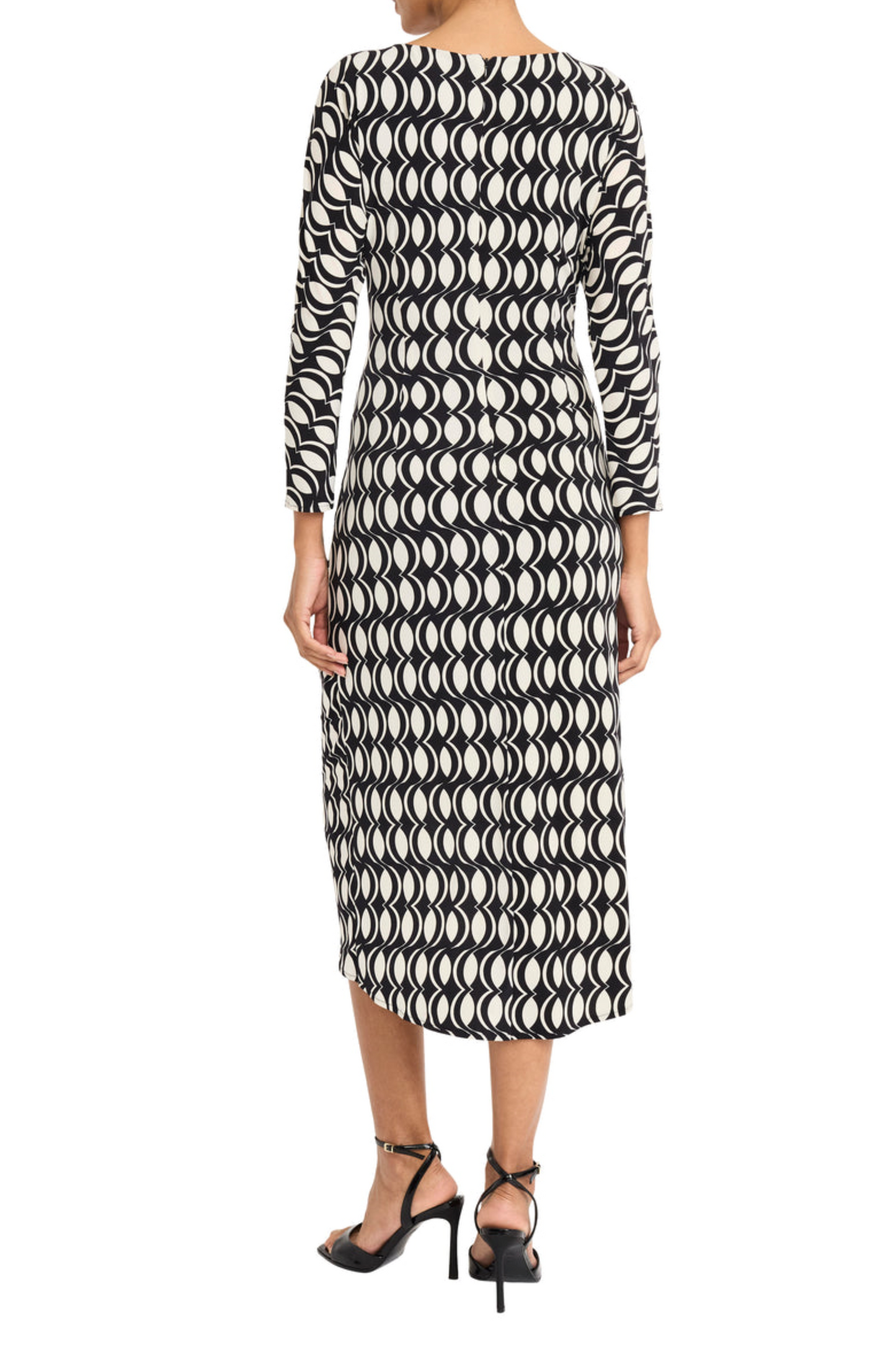 Maggy London Long Sleeve Geo Print Midi Dress