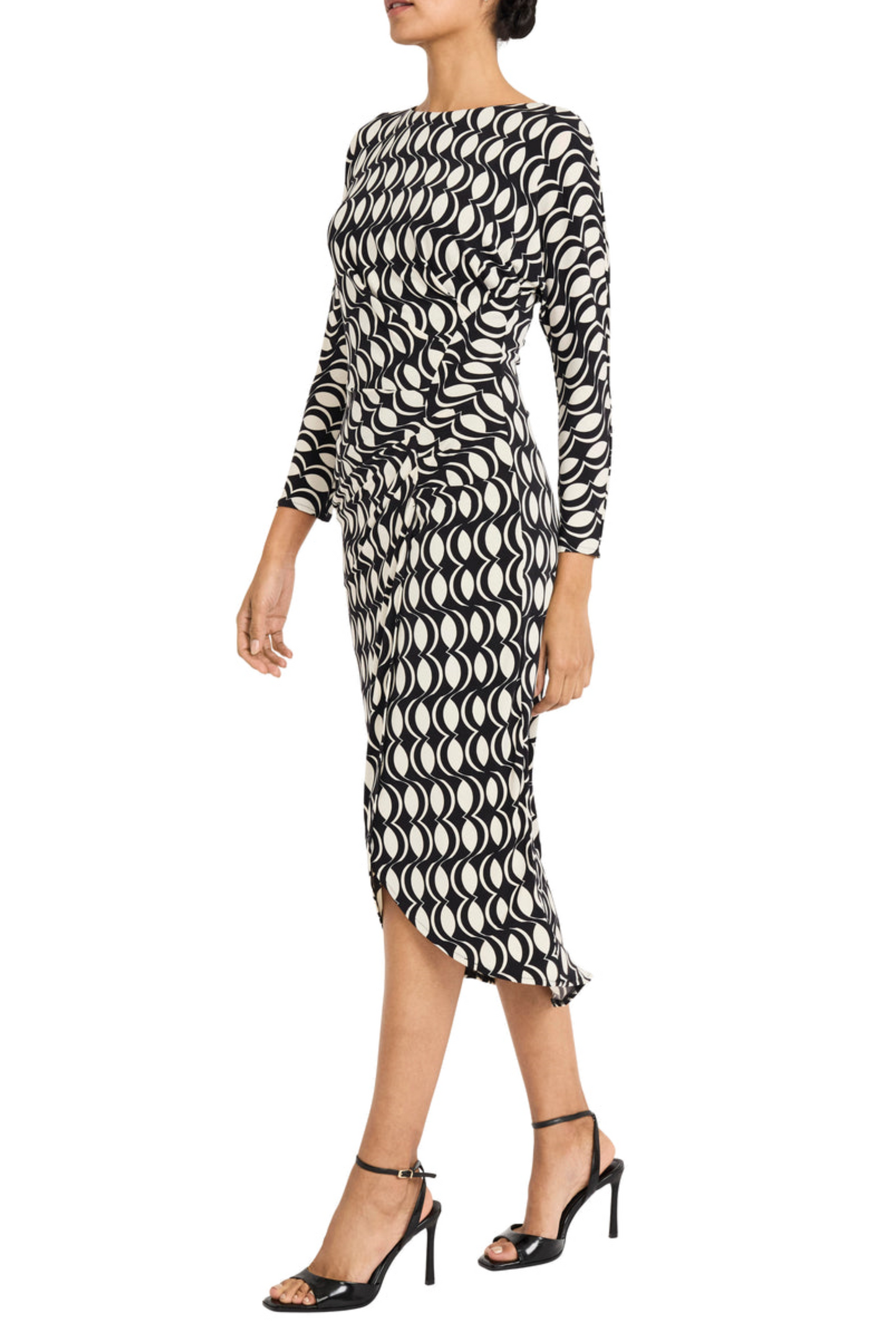 Maggy London Long Sleeve Geo Print Midi Dress