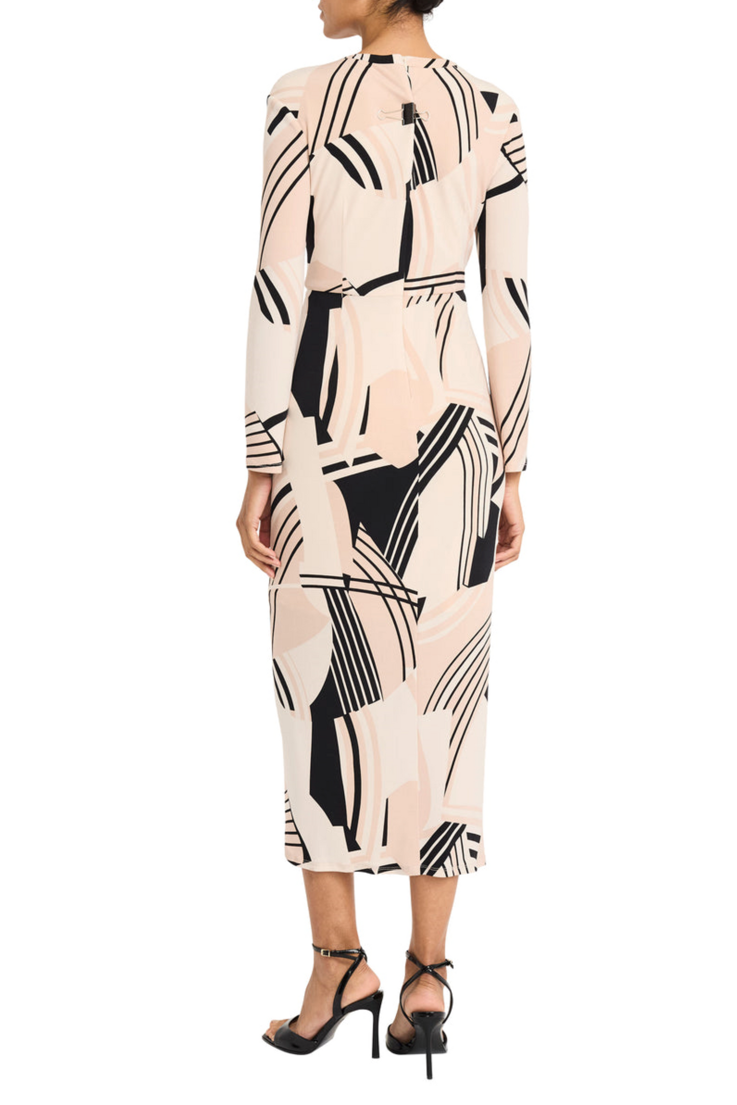 Maggy London Long Sleeve Twisted Neck Midi Dress