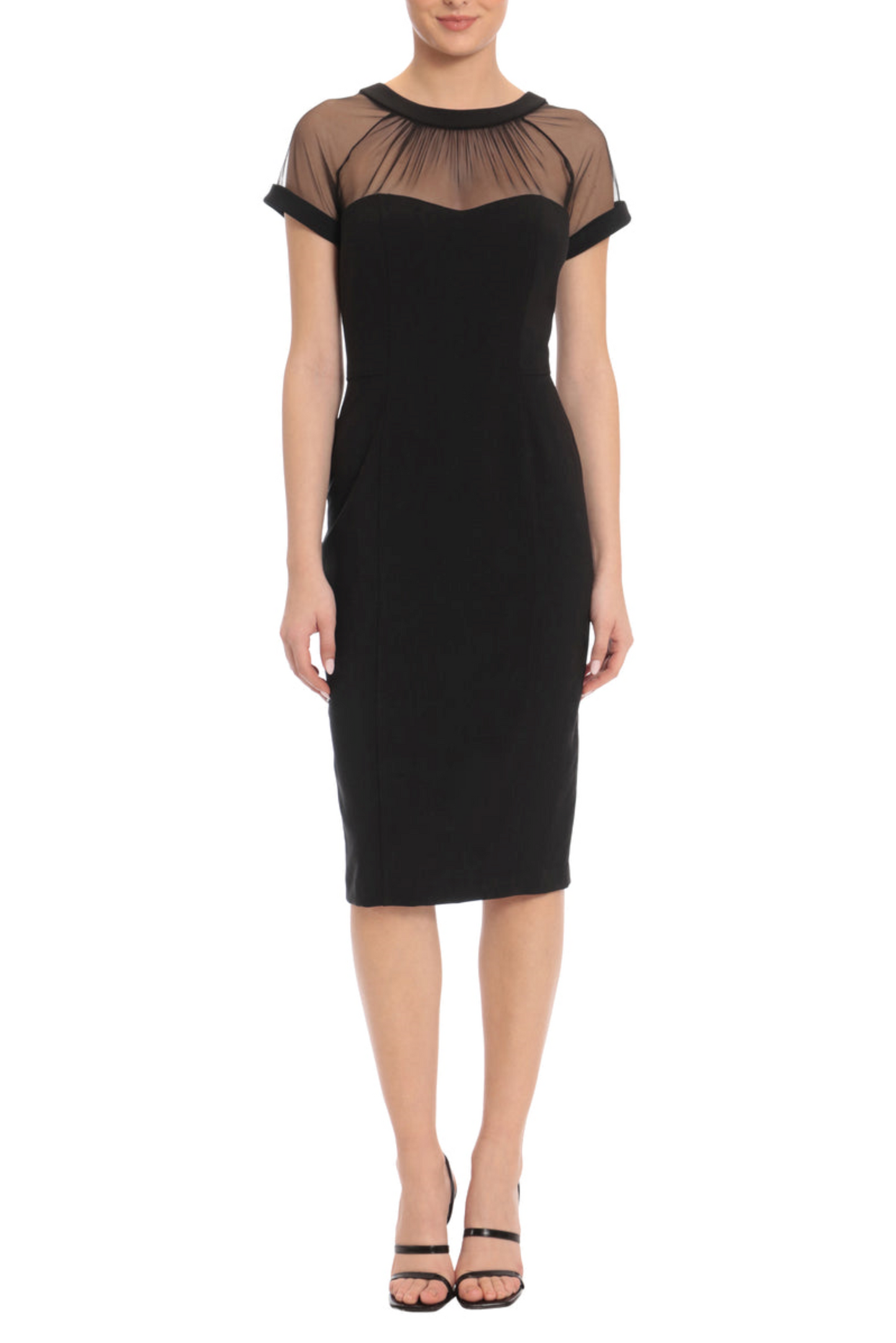Maggy London Illusion Neck Cocktail Sheath Dress