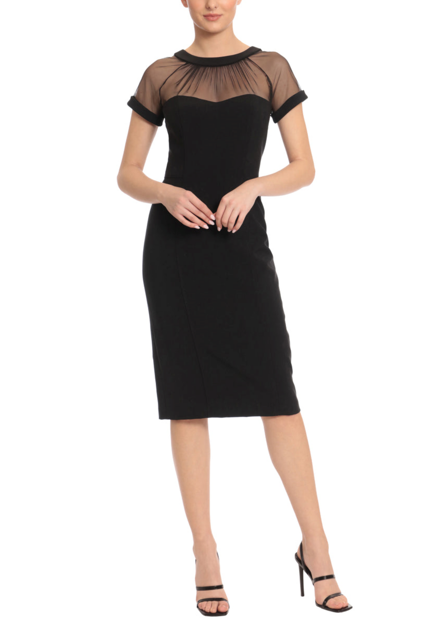 Maggy London Illusion Neck Cocktail Sheath Dress