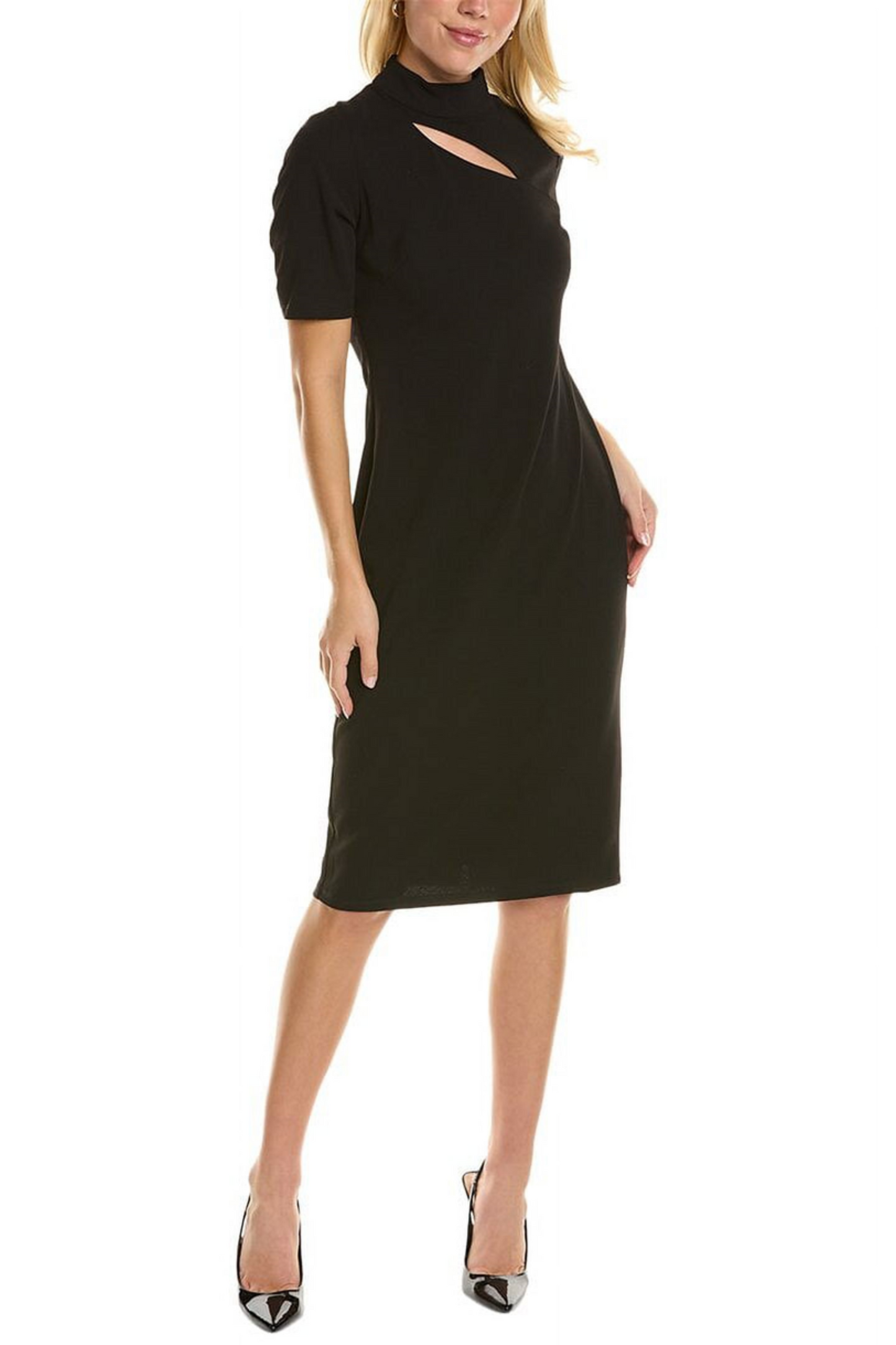 Maggy London Mock Neck Keyhole Slit Sheath Dress