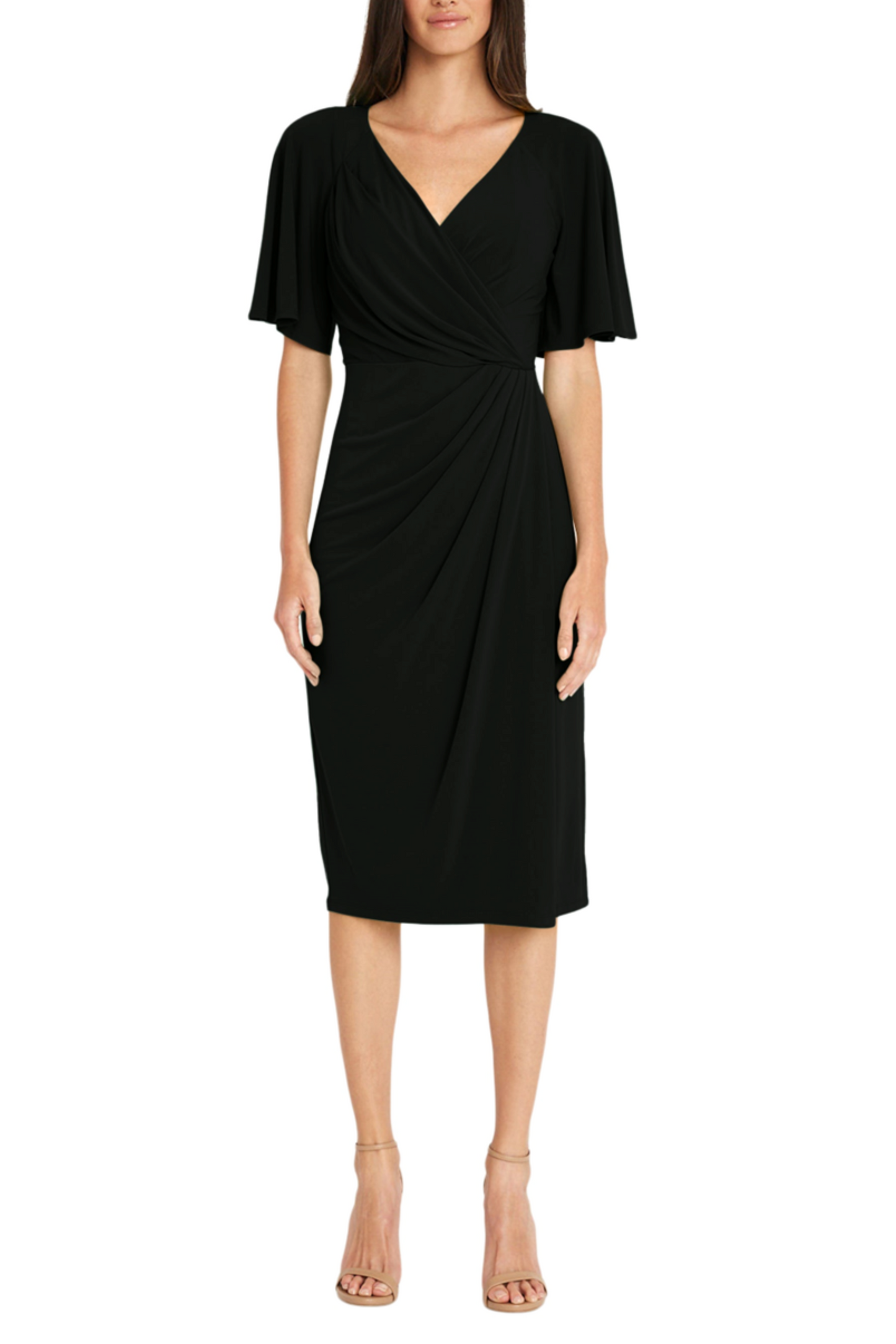 Maggy London Flutter Sleeve Pleated Sheath Dress