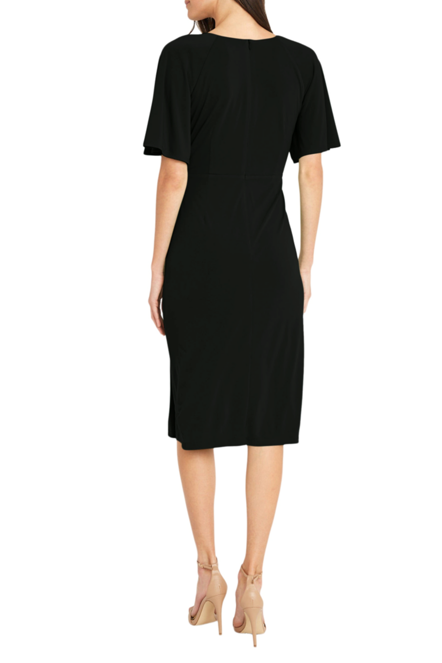 Maggy London Flutter Sleeve Pleated Sheath Dress