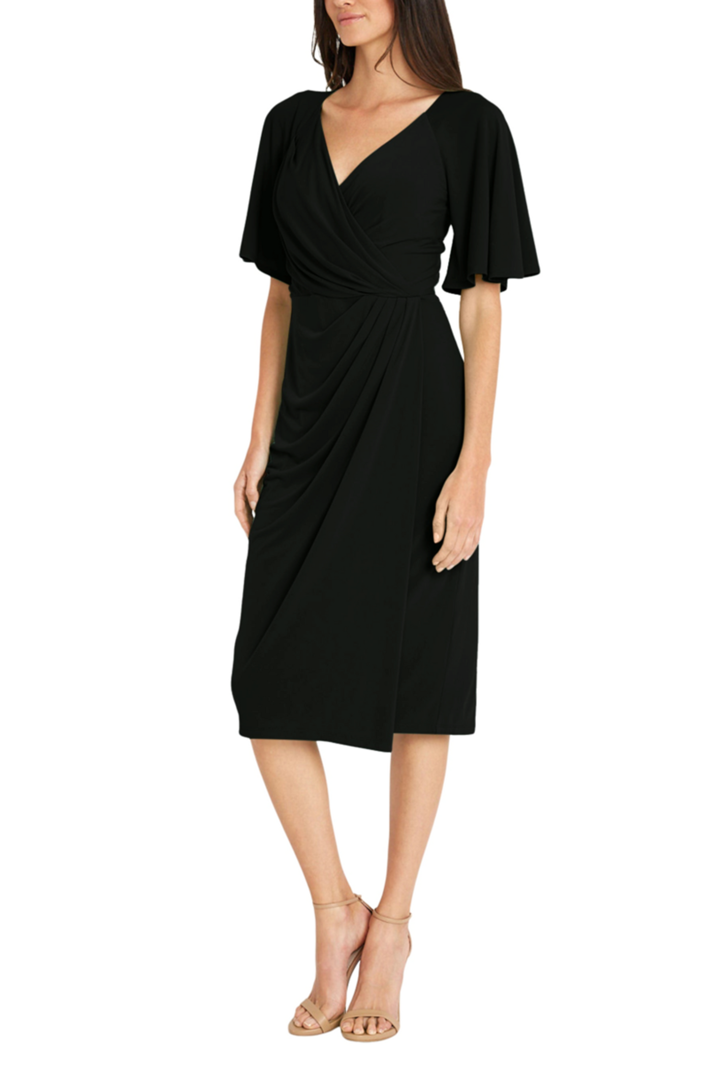Maggy London Flutter Sleeve Pleated Sheath Dress
