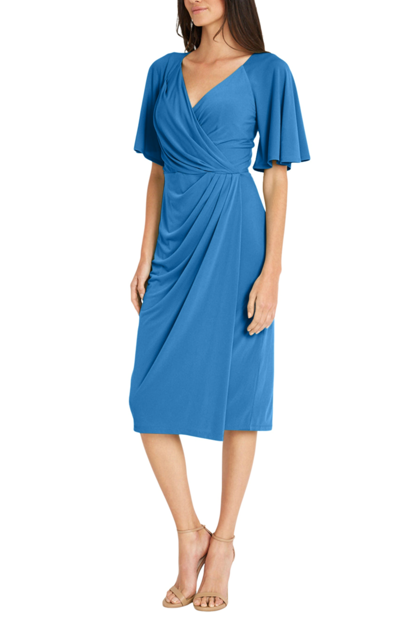 Maggy London Flutter Sleeve Pleated Sheath Dress