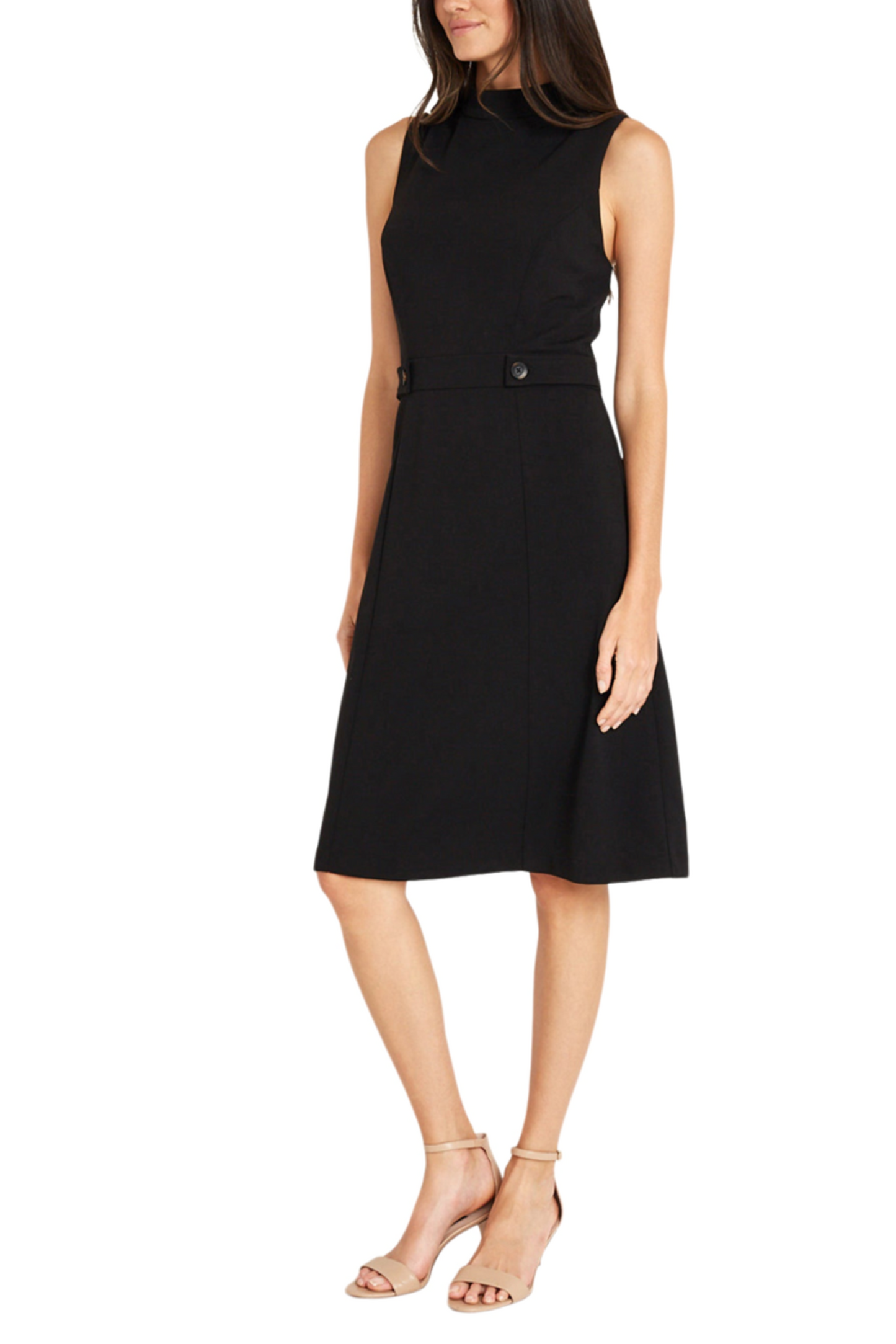 Maggy London Sleeveless Mock Neck A-Line Dress