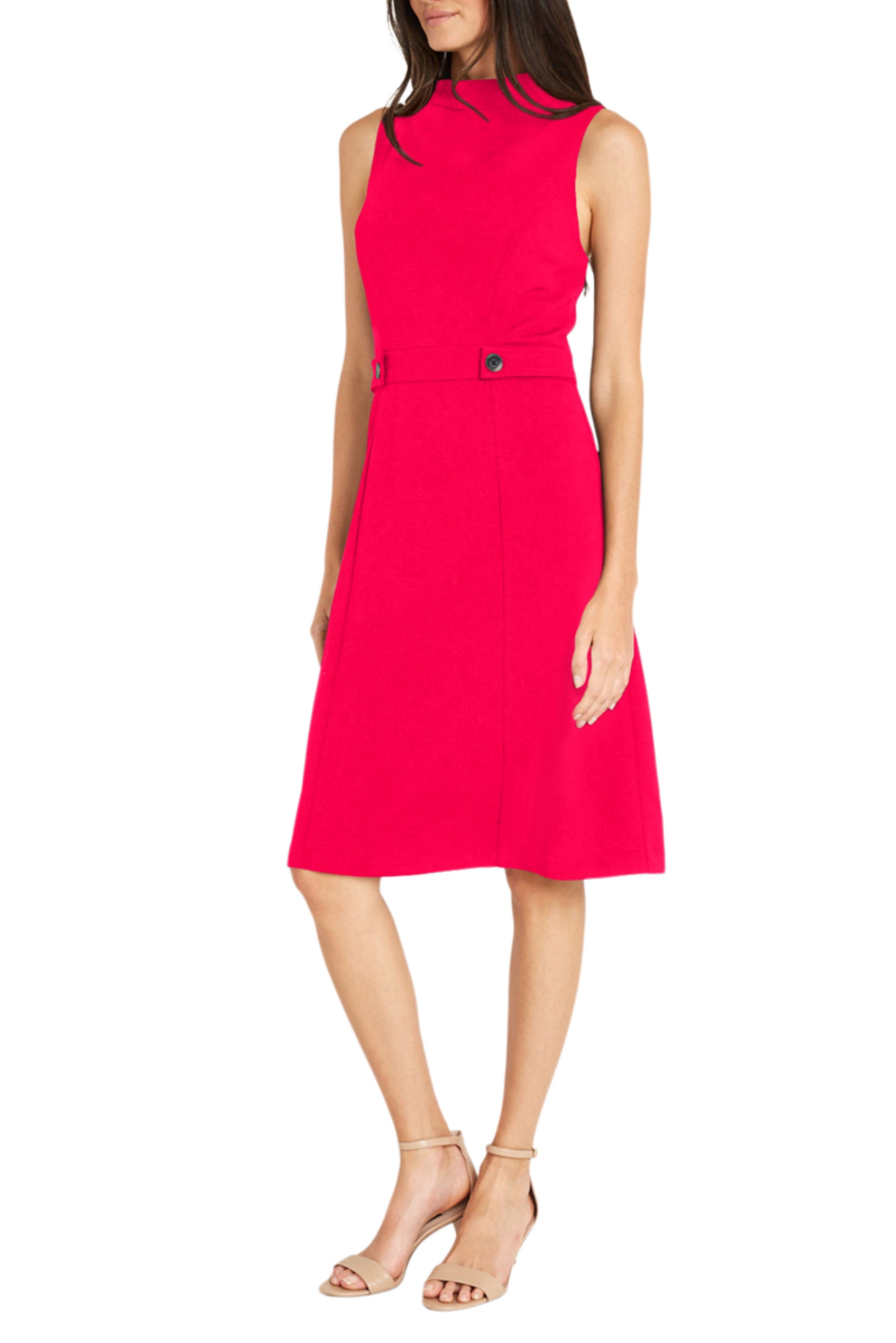 Maggy London Sleeveless Mock Neck A-Line Dress