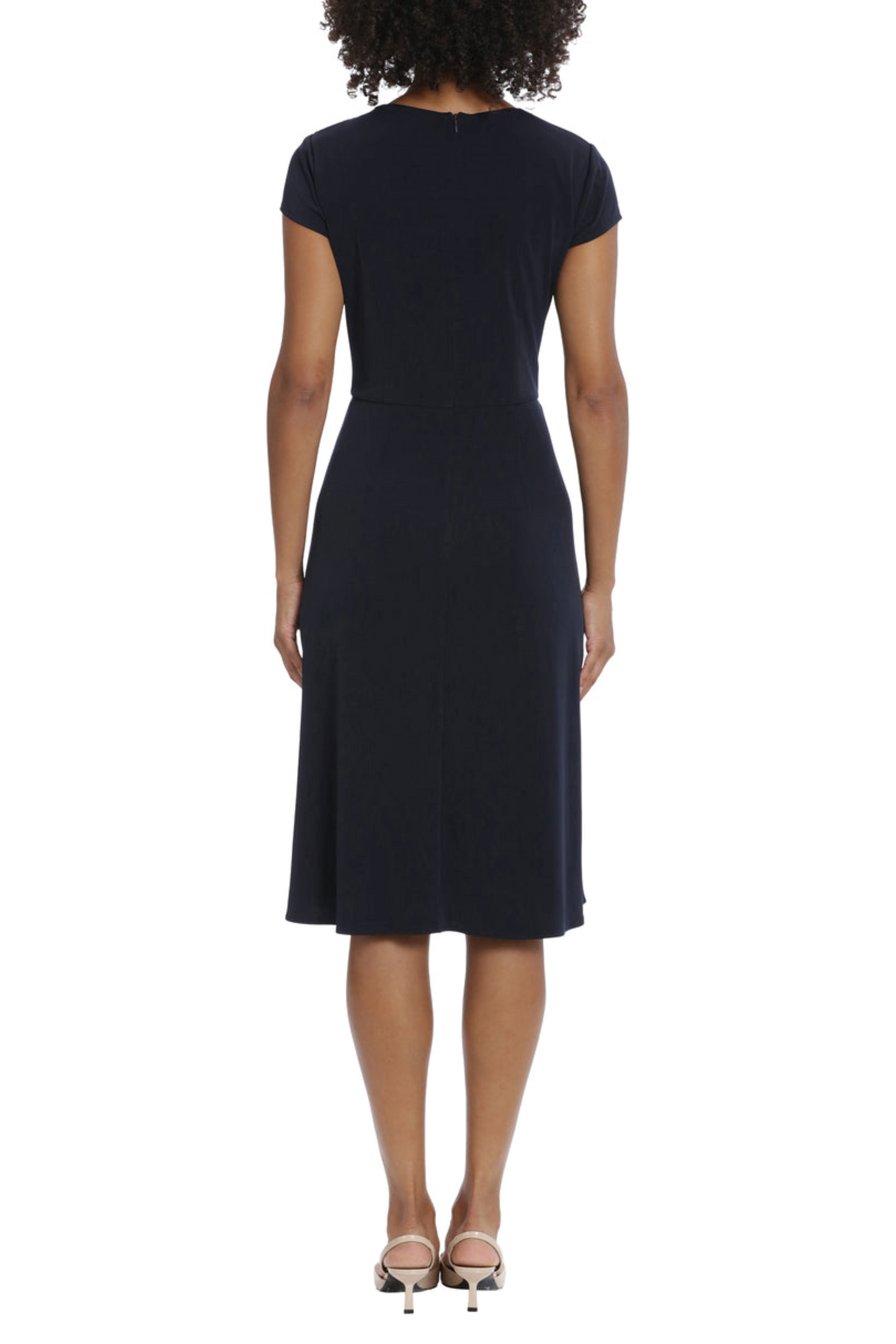 Maggy London Asymmetrical Neck Cap Sleeve Dress