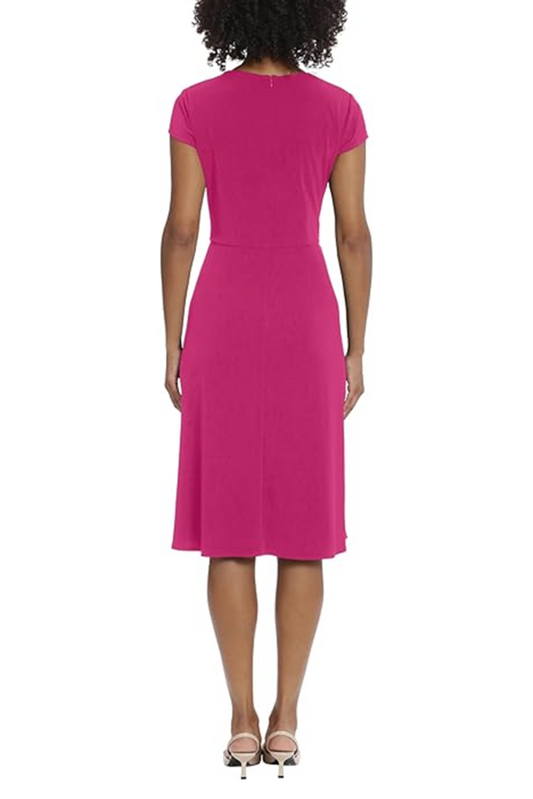 Maggy London Asymmetrical Neck Cap Sleeve Dress