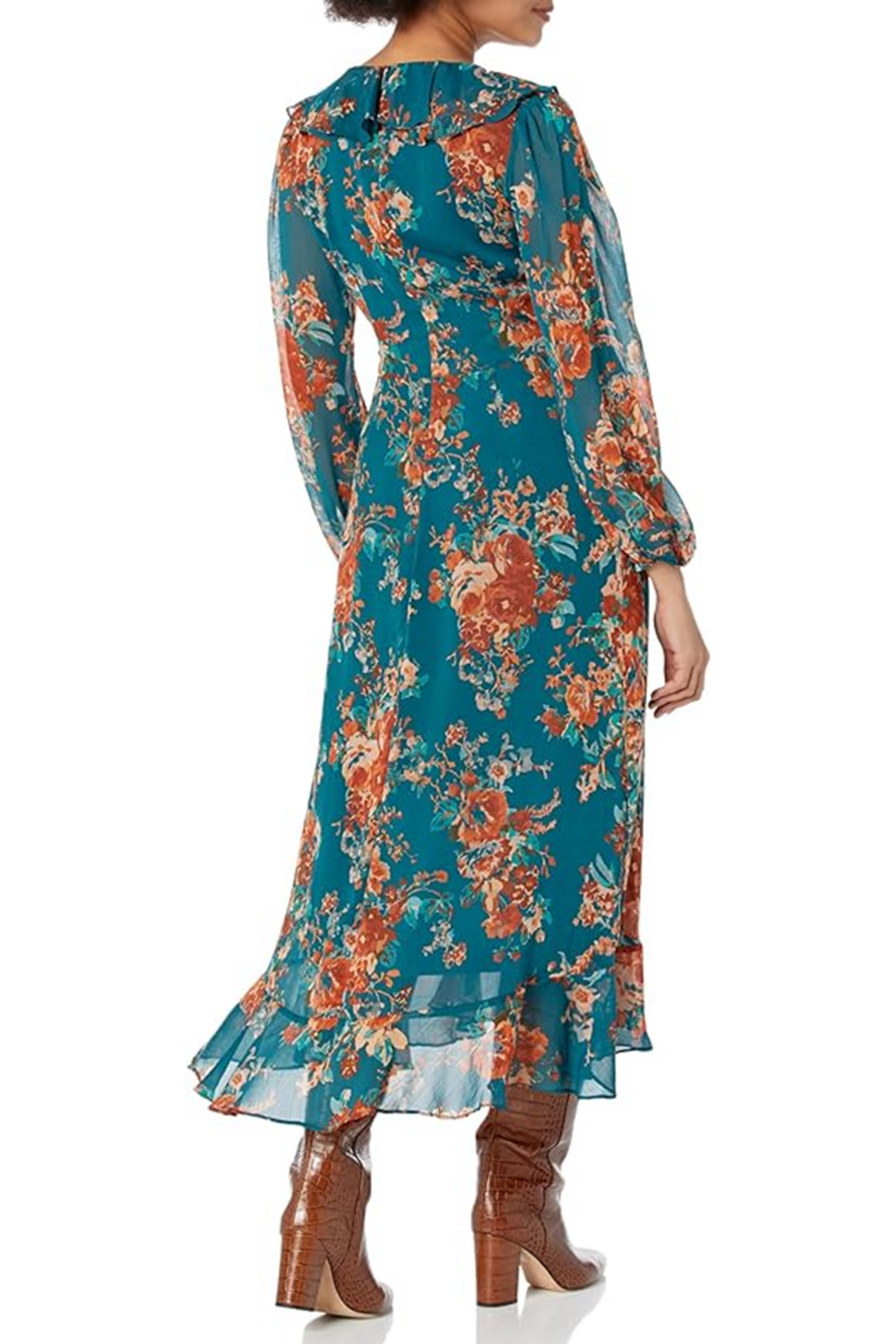 Maggy London Floral Long Sleeve Midi Dress