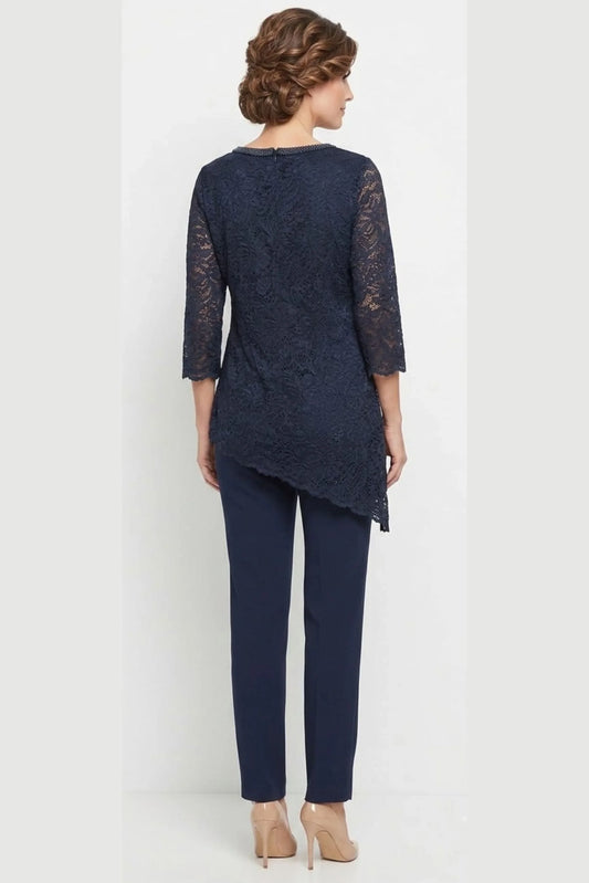 Maya Brooke Lace Asymmetrical Tunic Pant Set