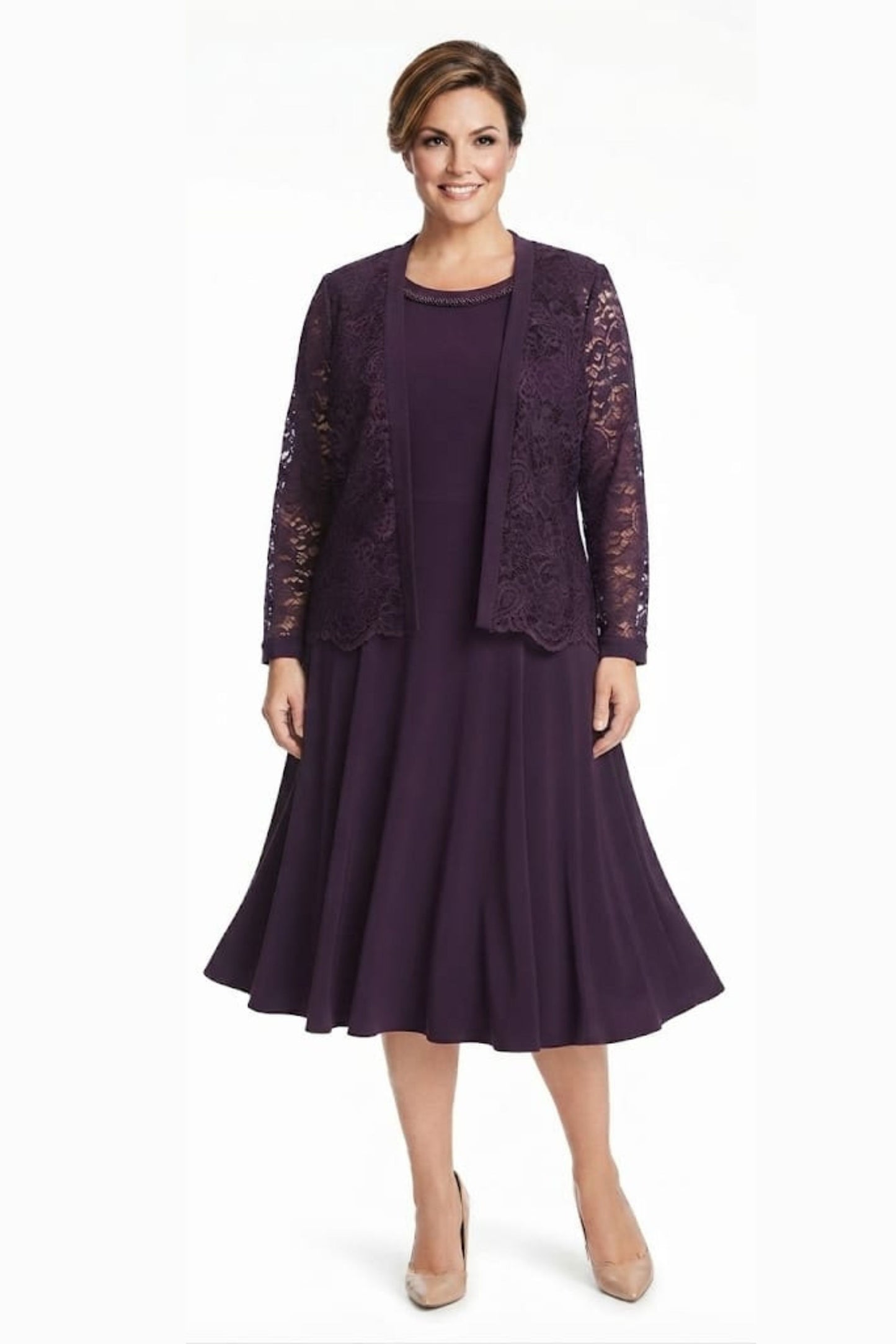 Maya Brooke Women’s Plus Size 2-Piece Lace Jacket Dress