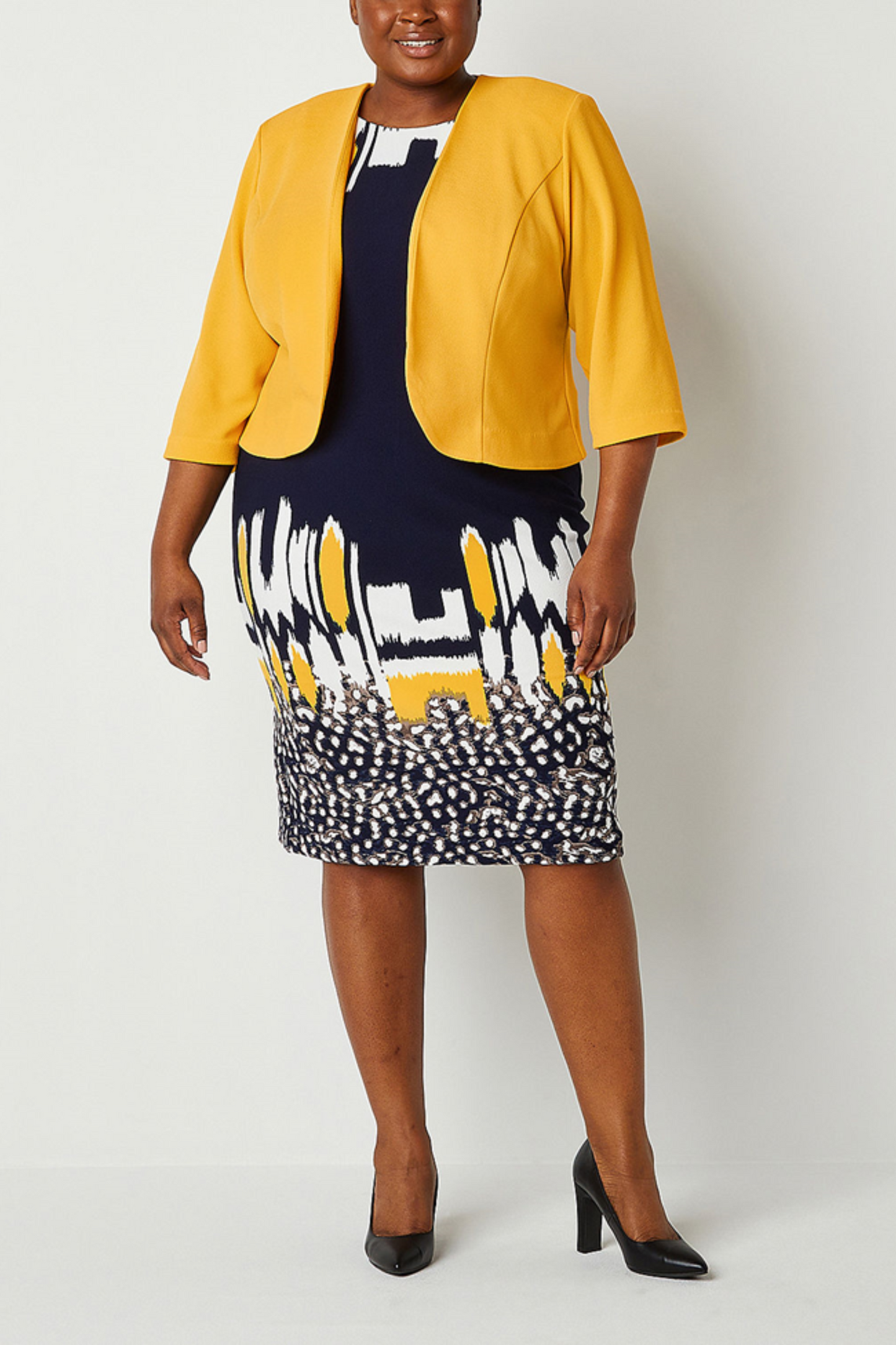 Maya Brooke Abstract Print Cropped Jacket Dress