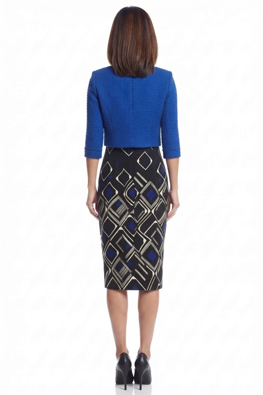 Maya Brooke 2-Piece Diamond Print Jacket Dress