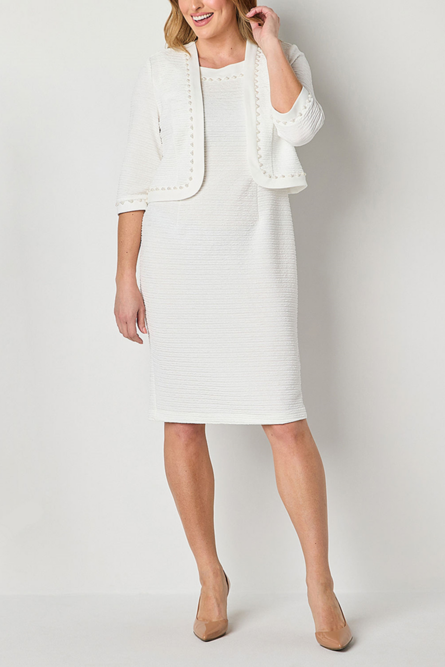 Maya Brooke Pearl Accented 2-Piece Jacket Dress