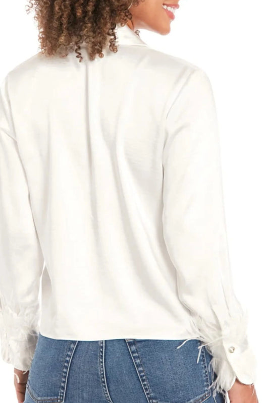 Muse Feathered Button Down Collared Blouse