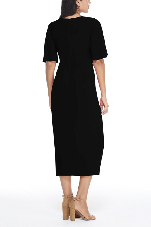 Maggy London Faux Wrap Short Sleeve Midi Dress