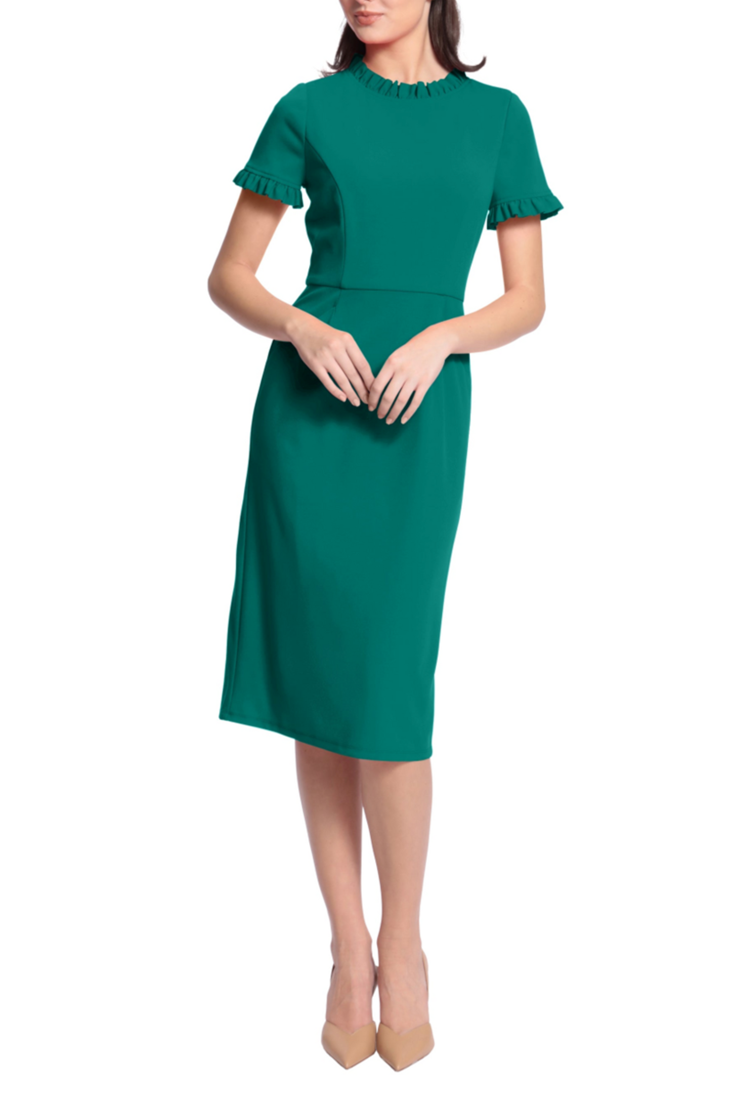 Maggy London Ruffle-Detail Front Pocket Dress