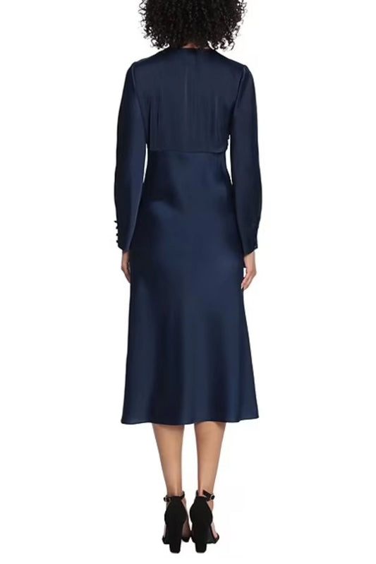 Maggy London Long Sleeve Twisted Knot Midi Dress
