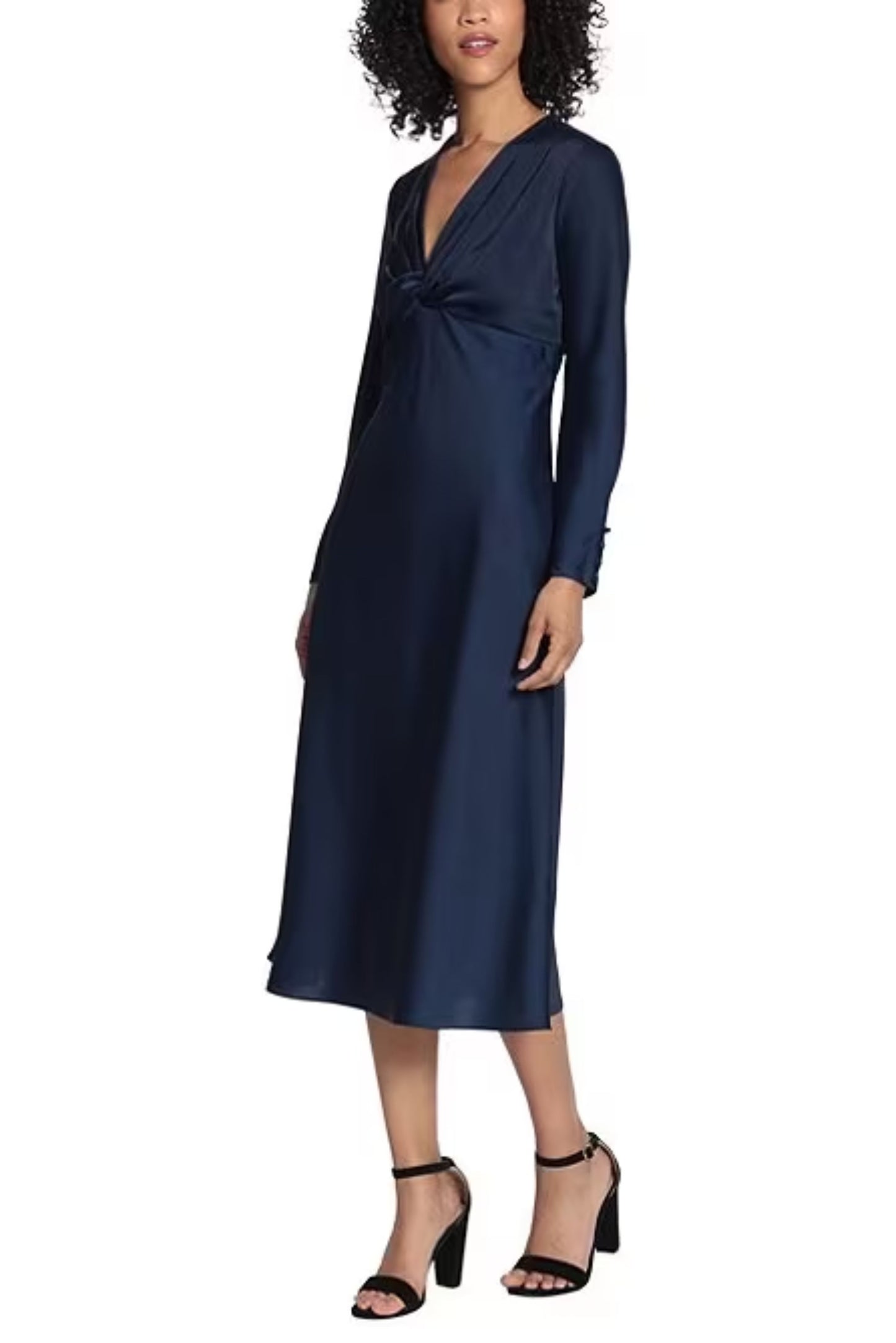 Maggy London Long Sleeve Twisted Knot Midi Dress