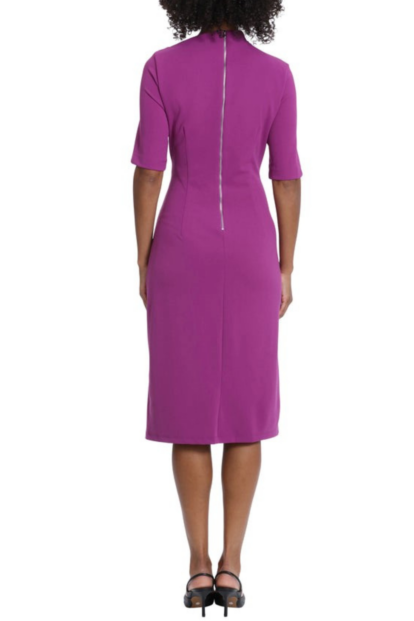 Maggy London Pleated Waist 3/4 Sleeve Sheath Dress