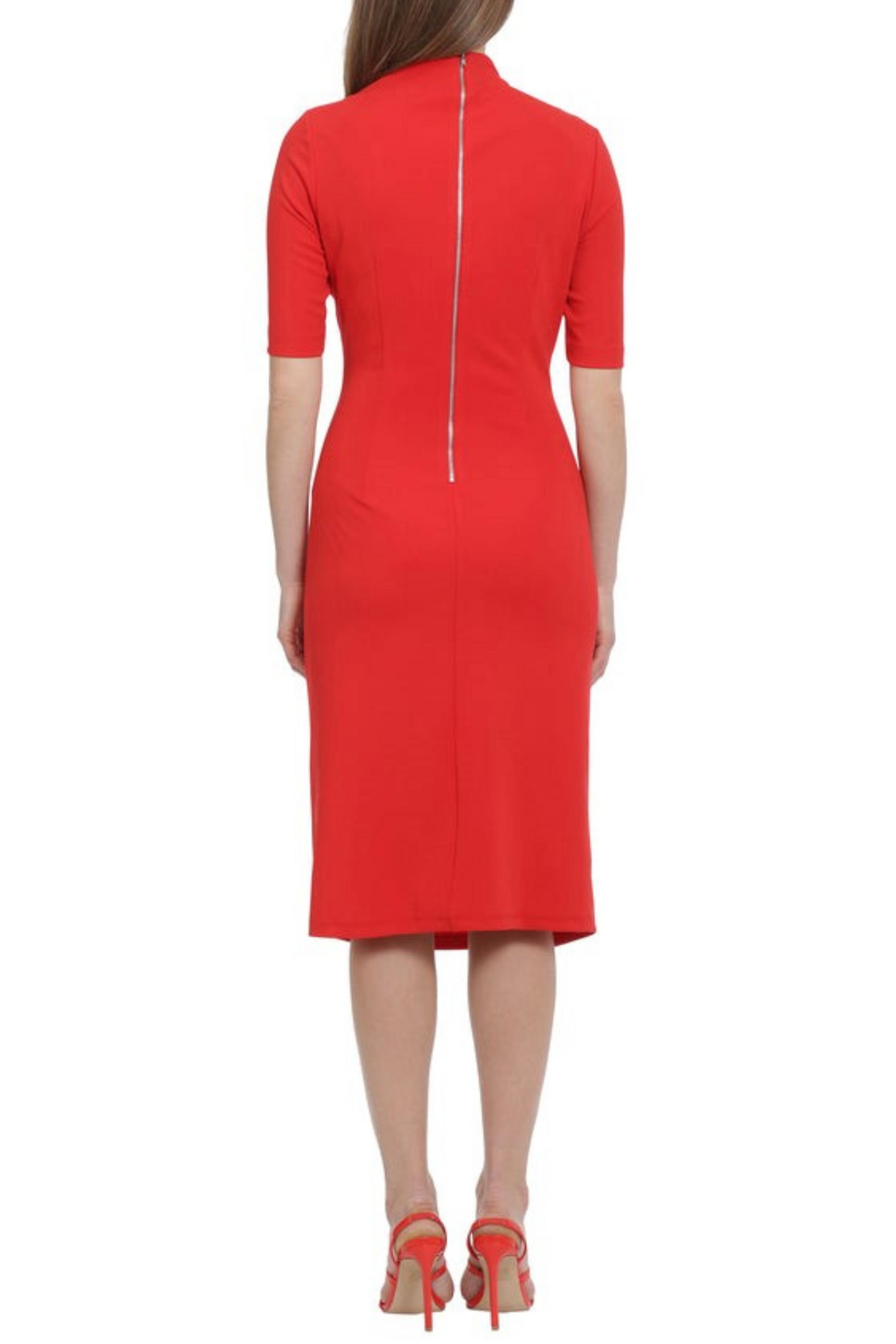 Maggy London Pleated Waist 3/4 Sleeve Sheath Dress