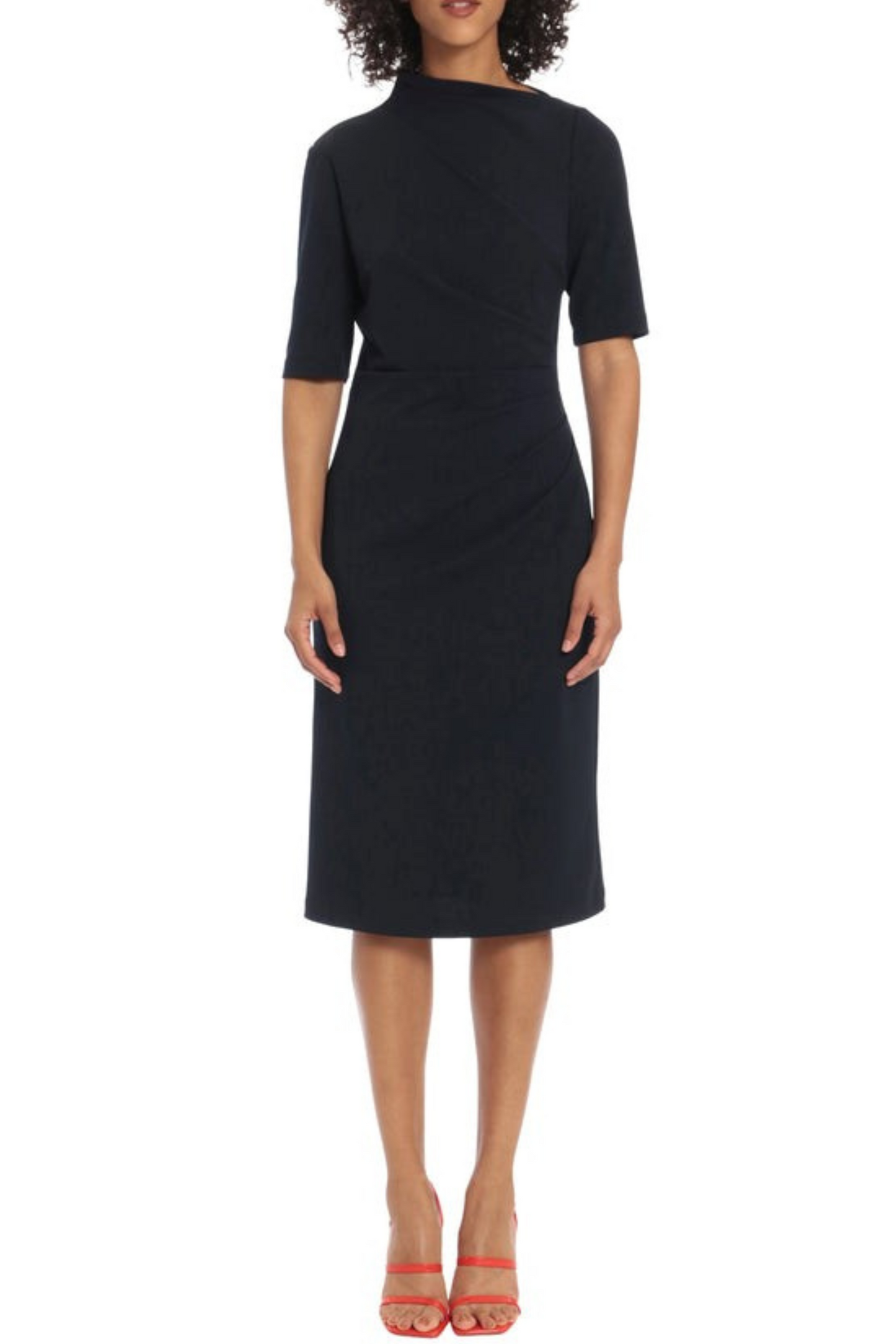 Maggy London Pleated Waist 3/4 Sleeve Sheath Dress