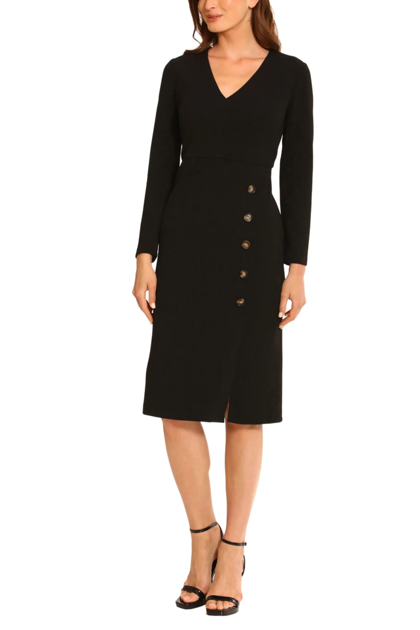 Maggy London Long Sleeve Button Detail Dress