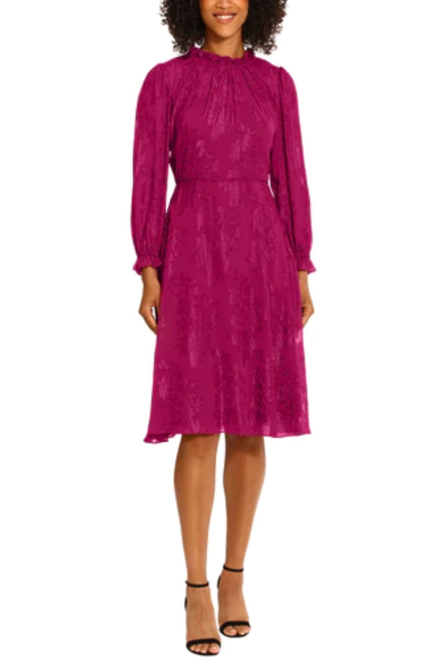 Maggy London Long Sleeve Sparkling Floral Dress