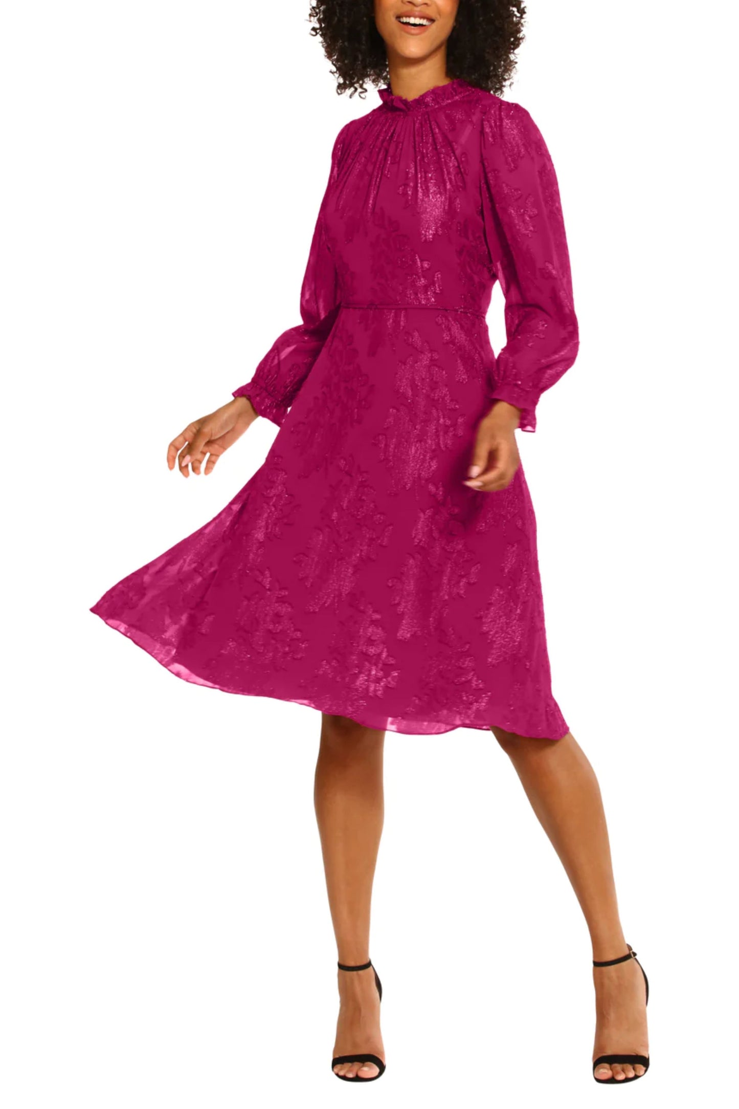 Maggy London Long Sleeve Sparkling Floral Dress