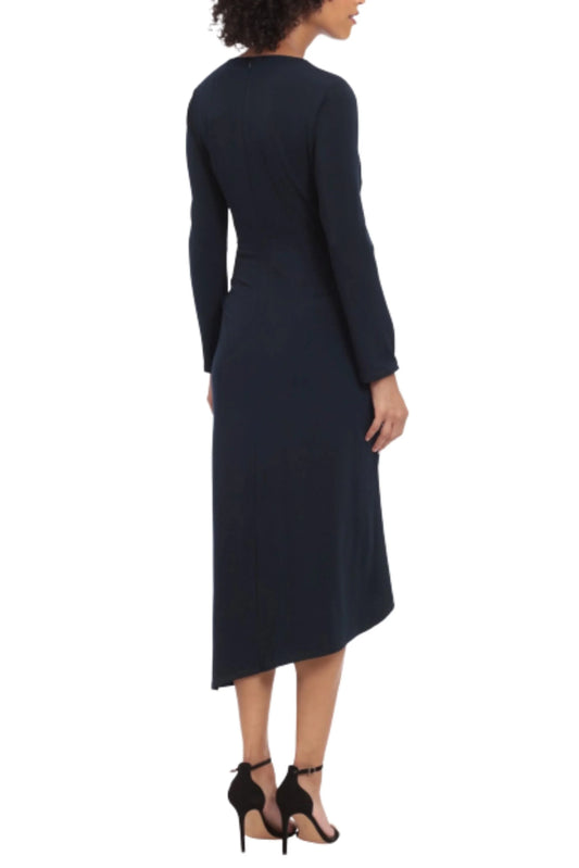 Maggy London Asymmetrical Neckline Midi Dress