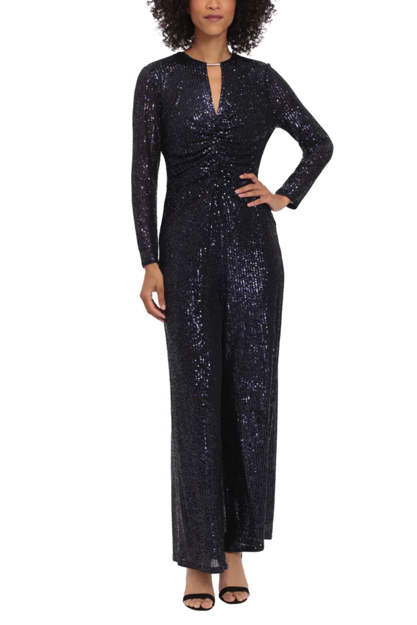 Maggy London Long Sleeve Sequined Dressy Jumpsuit