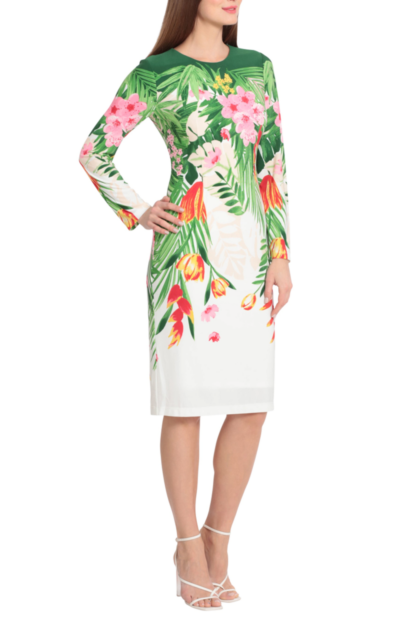 Maggy London Long Sleeve Floral Sheath Dress
