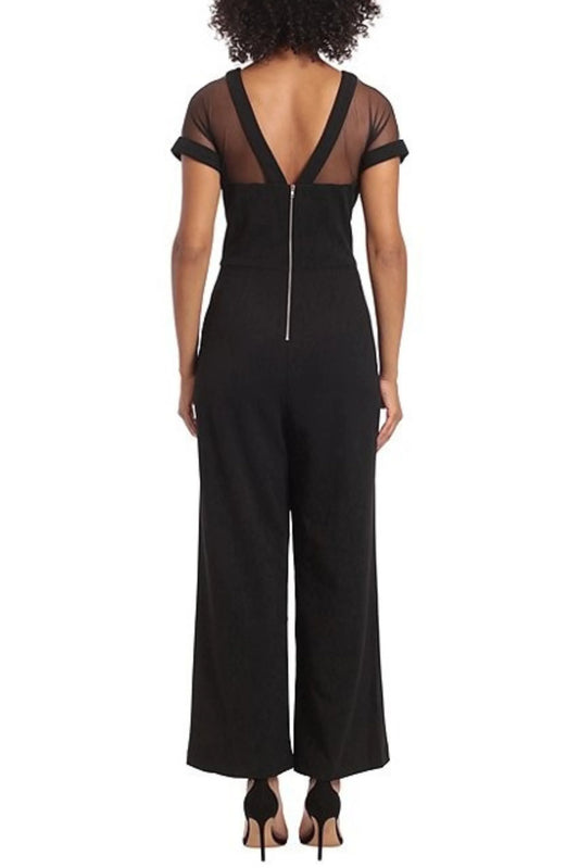 Maggy London Illusion Neckline Wide Leg Jumpsuit