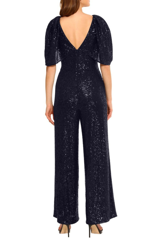 Maggy London Cape Sleeve Sequined Jumpsuit