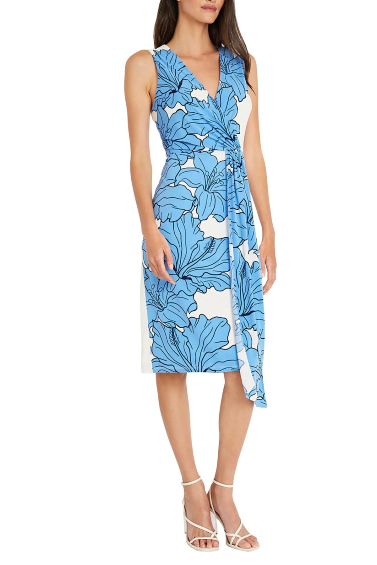 Maggy London Sleeveless Floral Contrast Dress