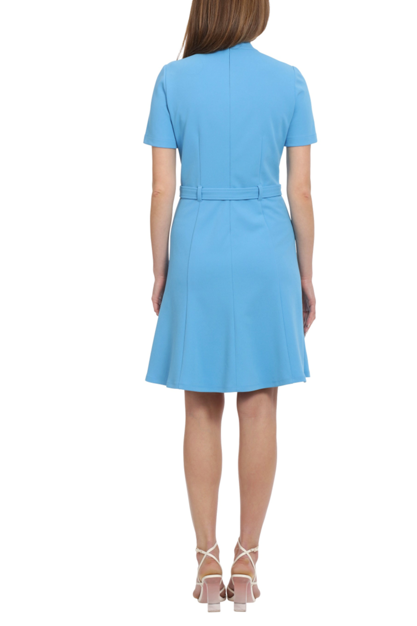 Maggy London Short-Sleeve Belted V-Neck Dress