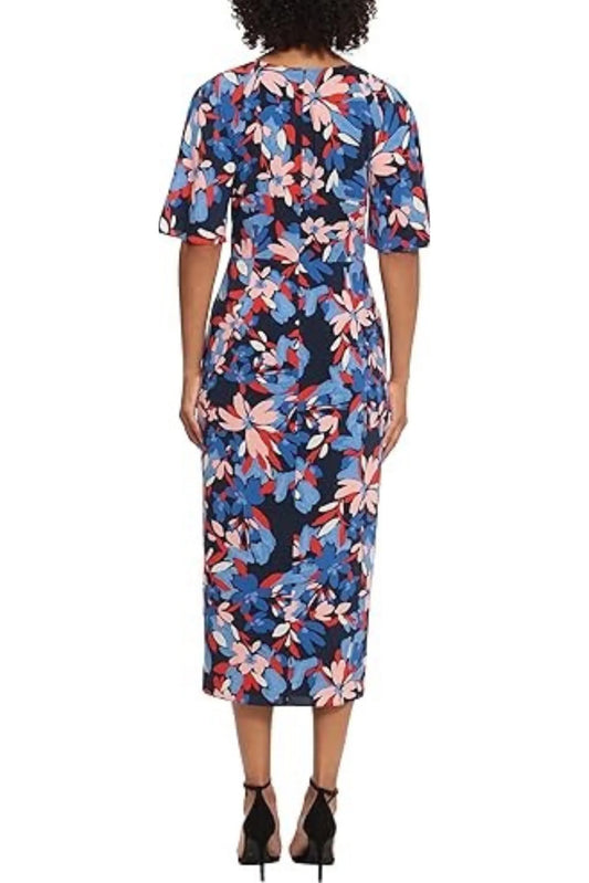 Maggy London Floral Faux-Wrap Midi Dress