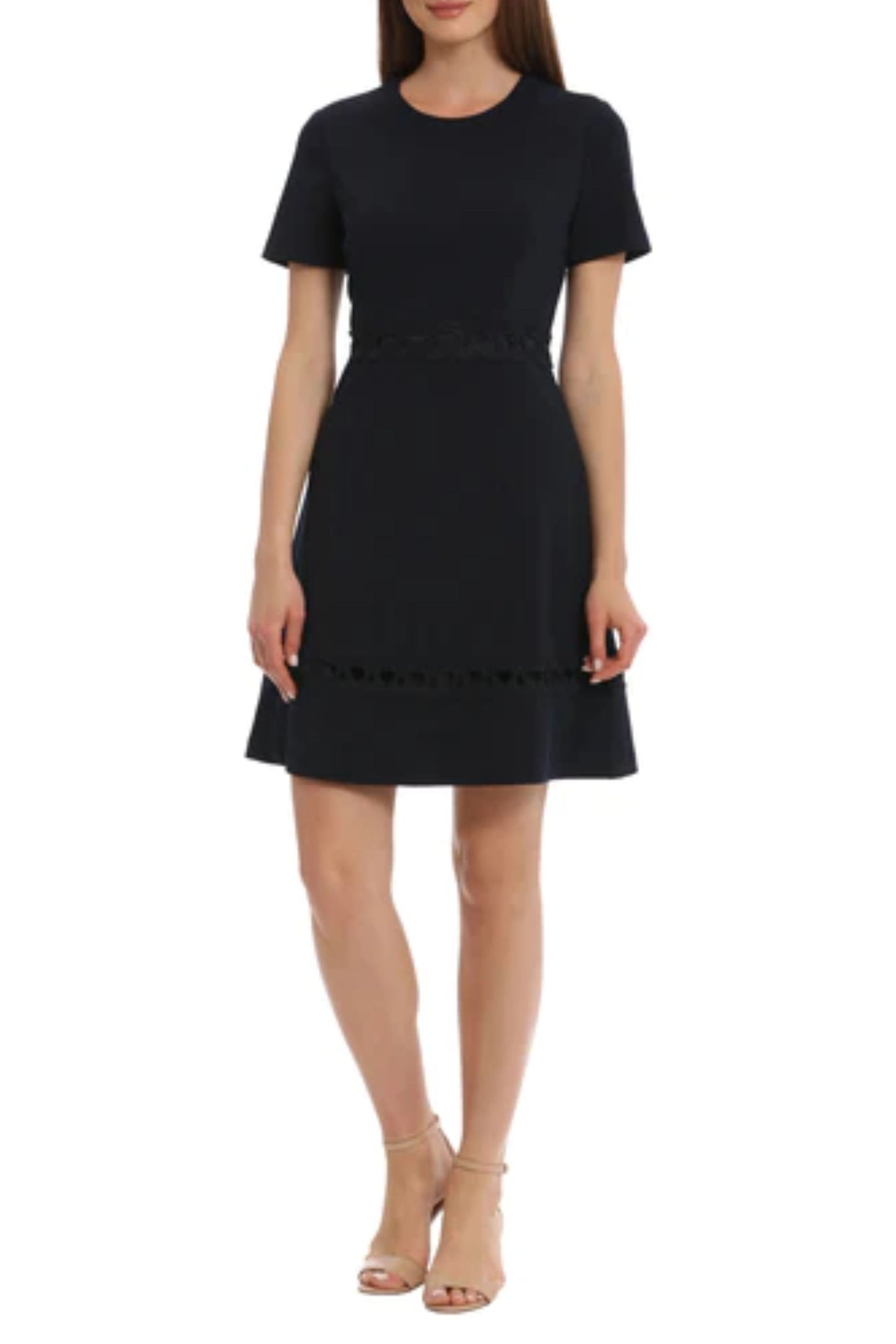 Maggy London Short Sleeve Swirly Applique Dress