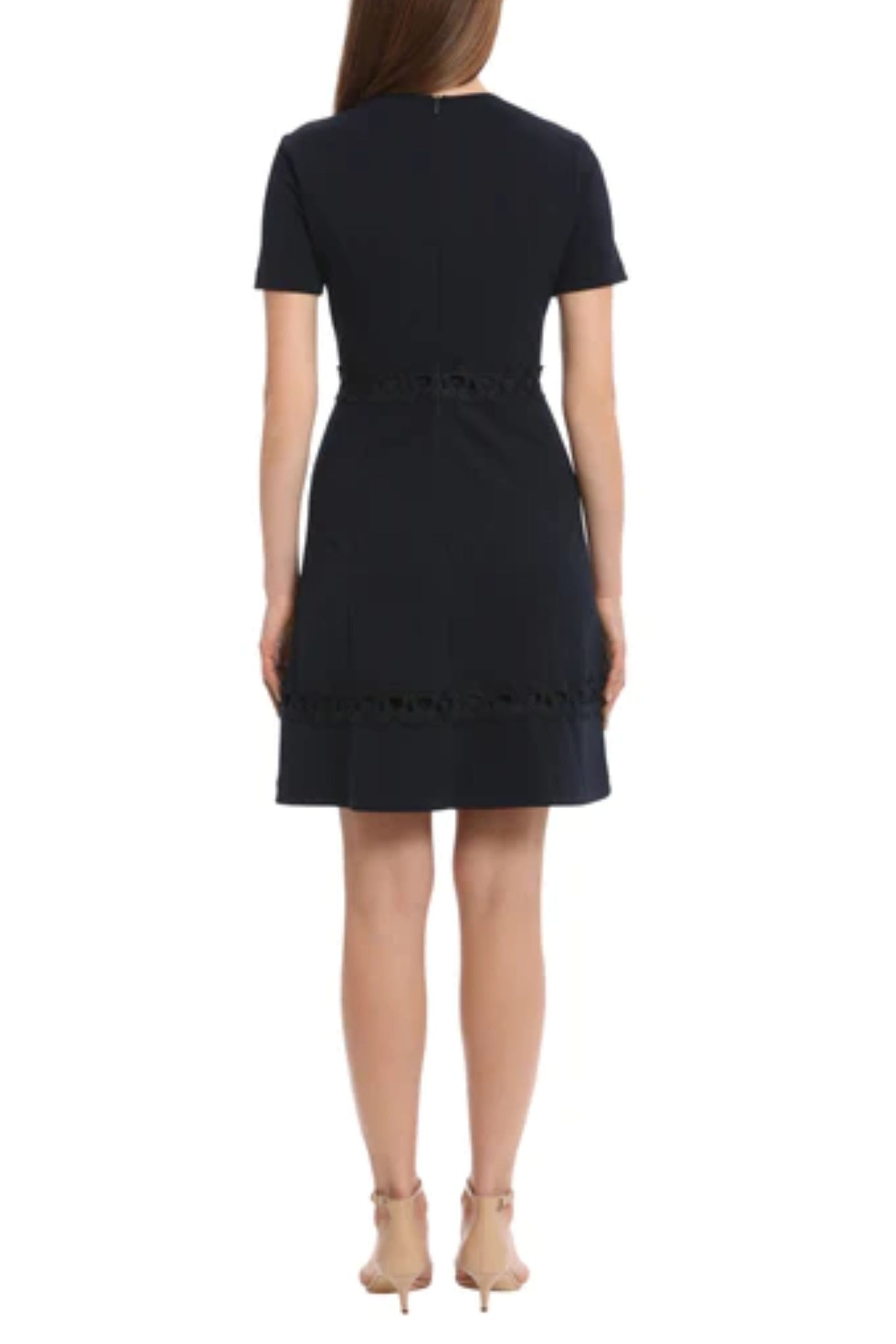 Maggy London Short Sleeve Swirly Applique Dress