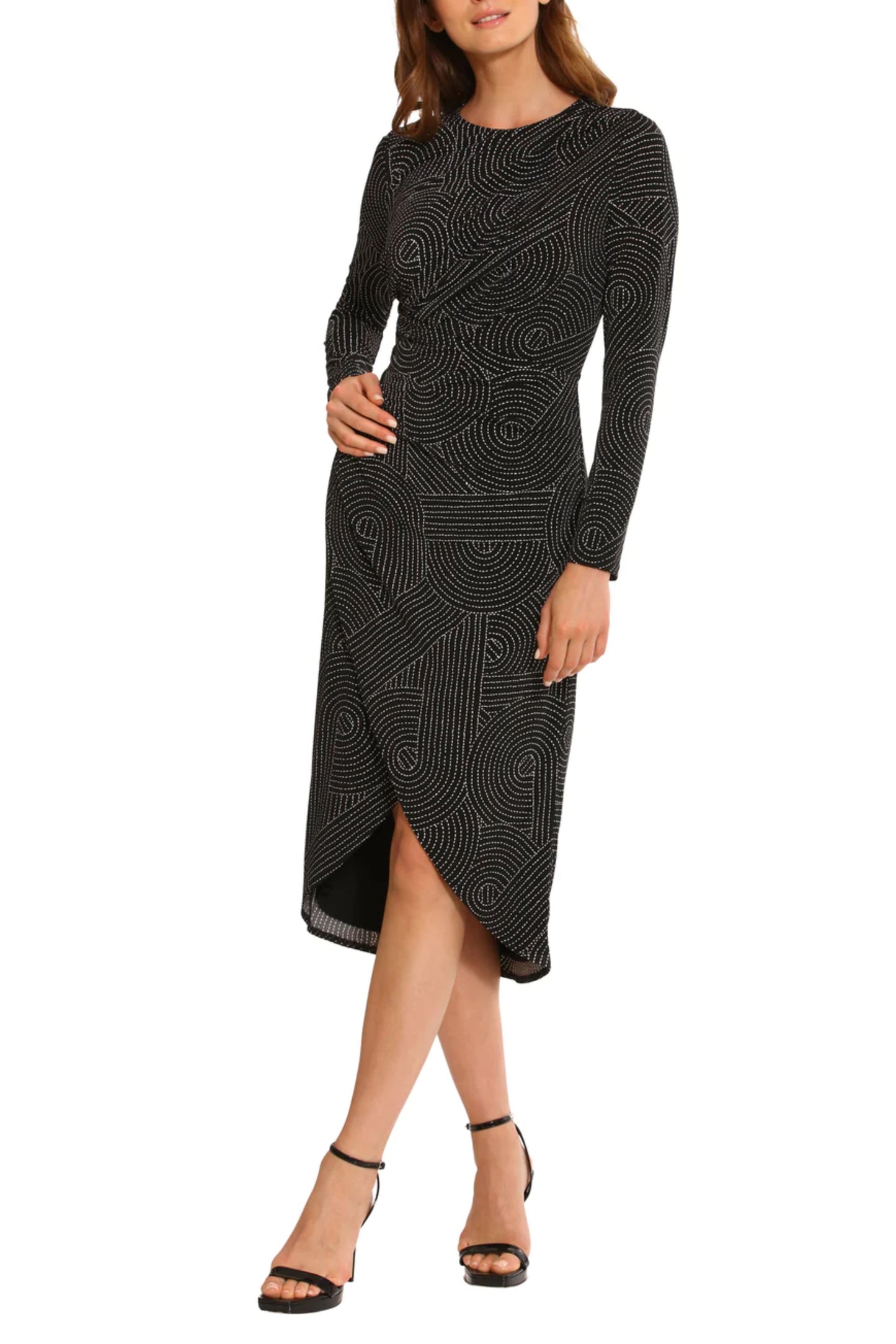 Maggy London Long Sleeve Draped Detail Dress