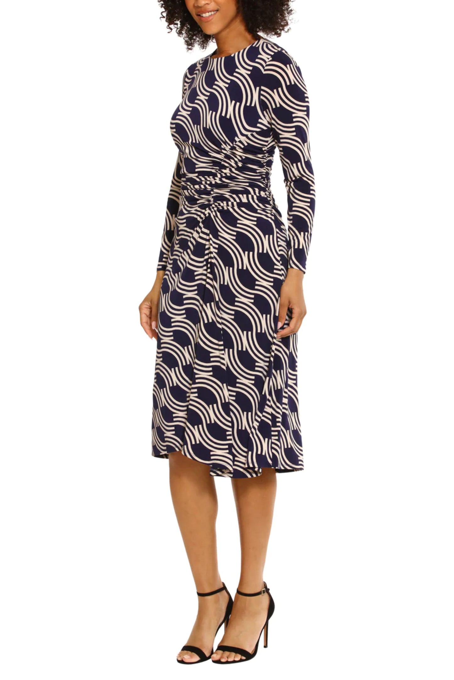 Maggy London Abstract Print Ruched Waist Dress