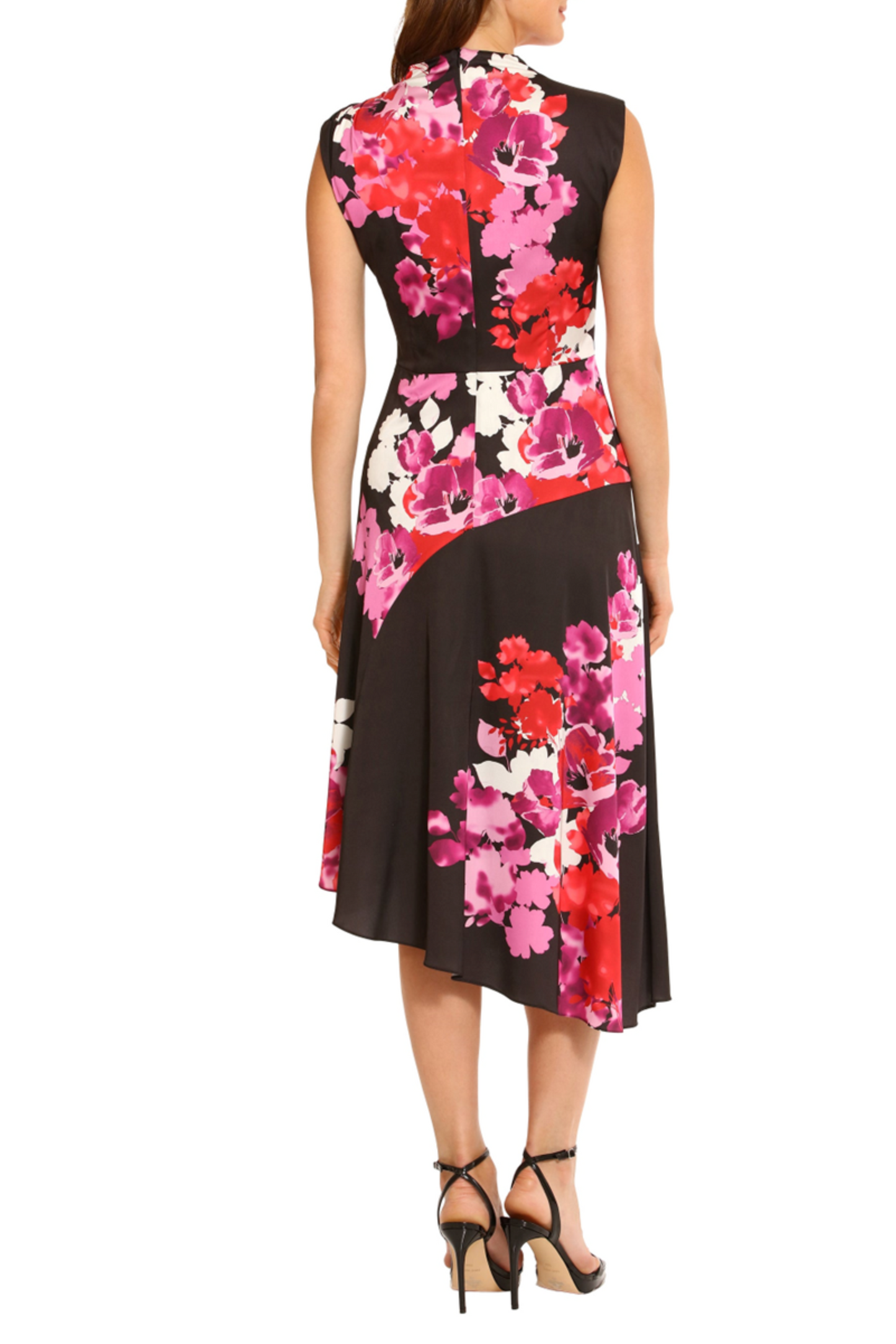 Maggy London Mock-Neck Floral Asymmetrical Dress
