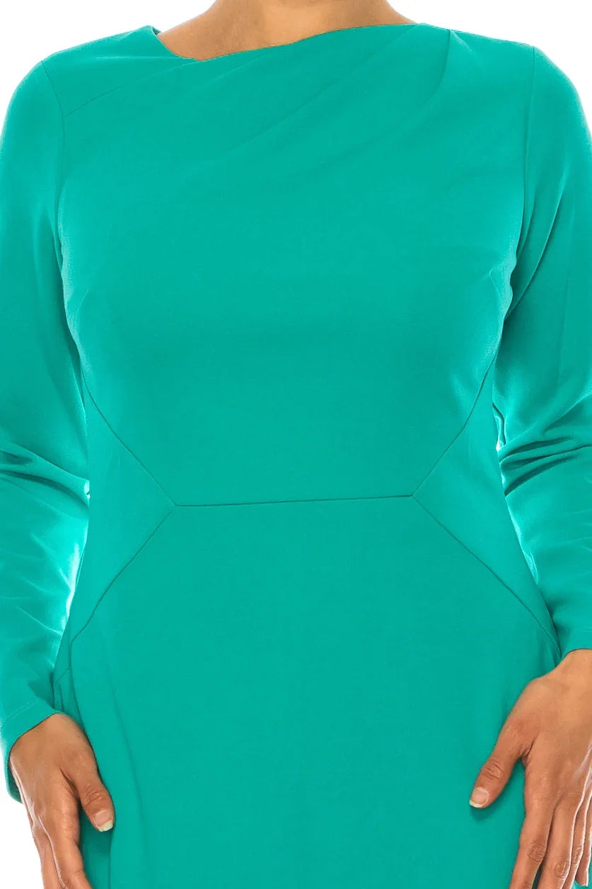 Maggy London Long Sleeve Asymmetrical-Neck Dress