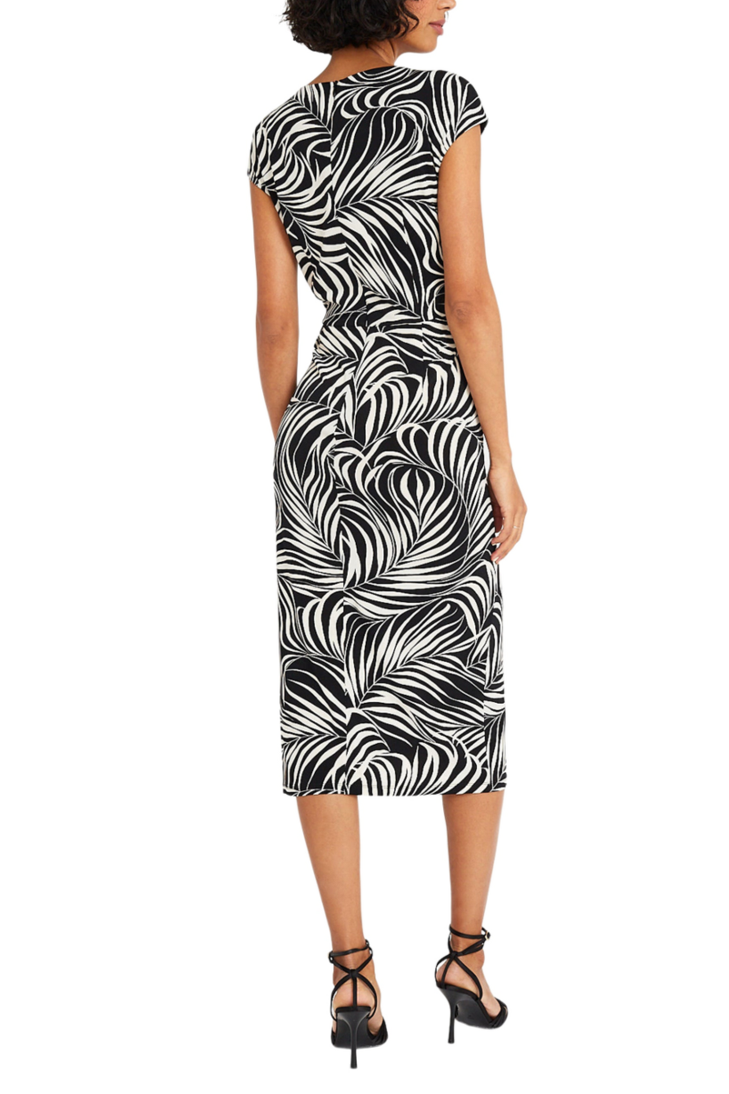 Maggy London Leaf Print Cap Sleeve Midi Dress