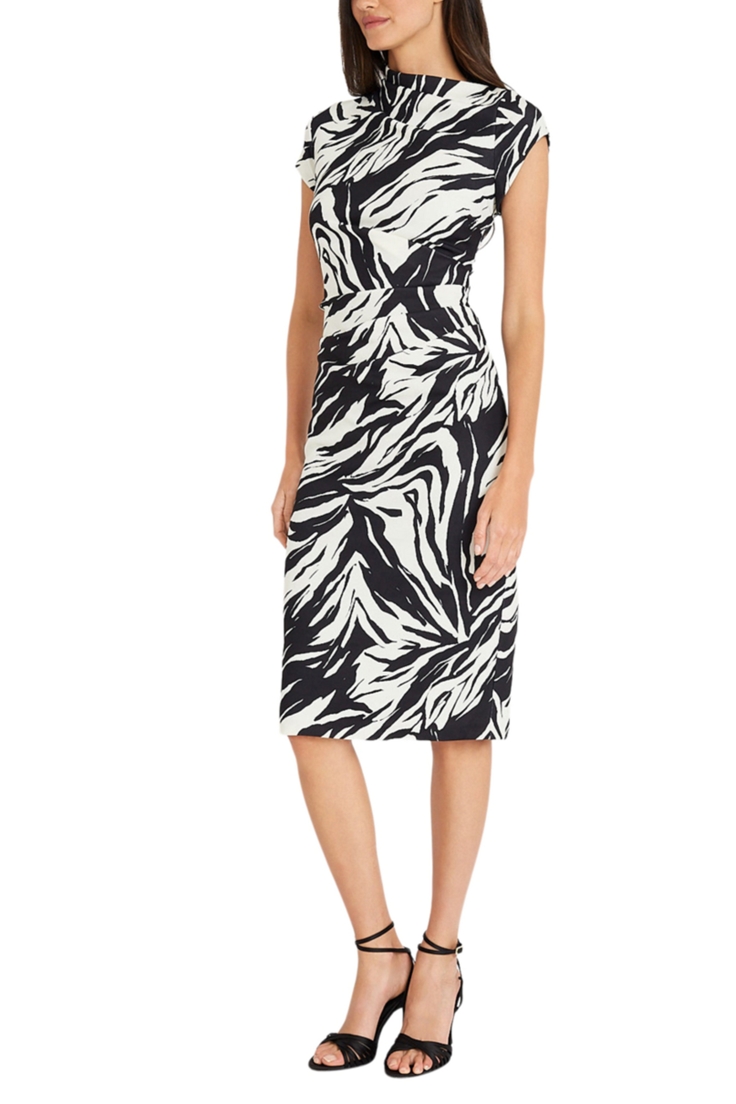 Maggy London Animal Print Mock Neck Midi Dress