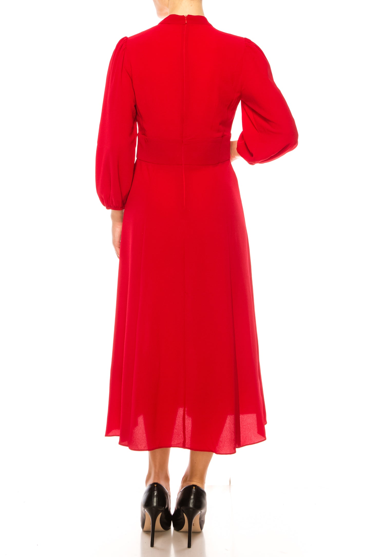 Maggy London Long Sleeve Mock Neck Midi Dress
