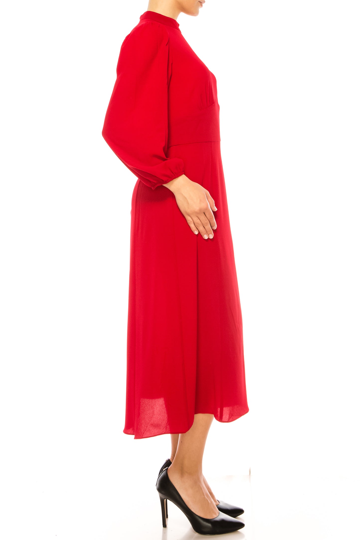 Maggy London Long Sleeve Mock Neck Midi Dress