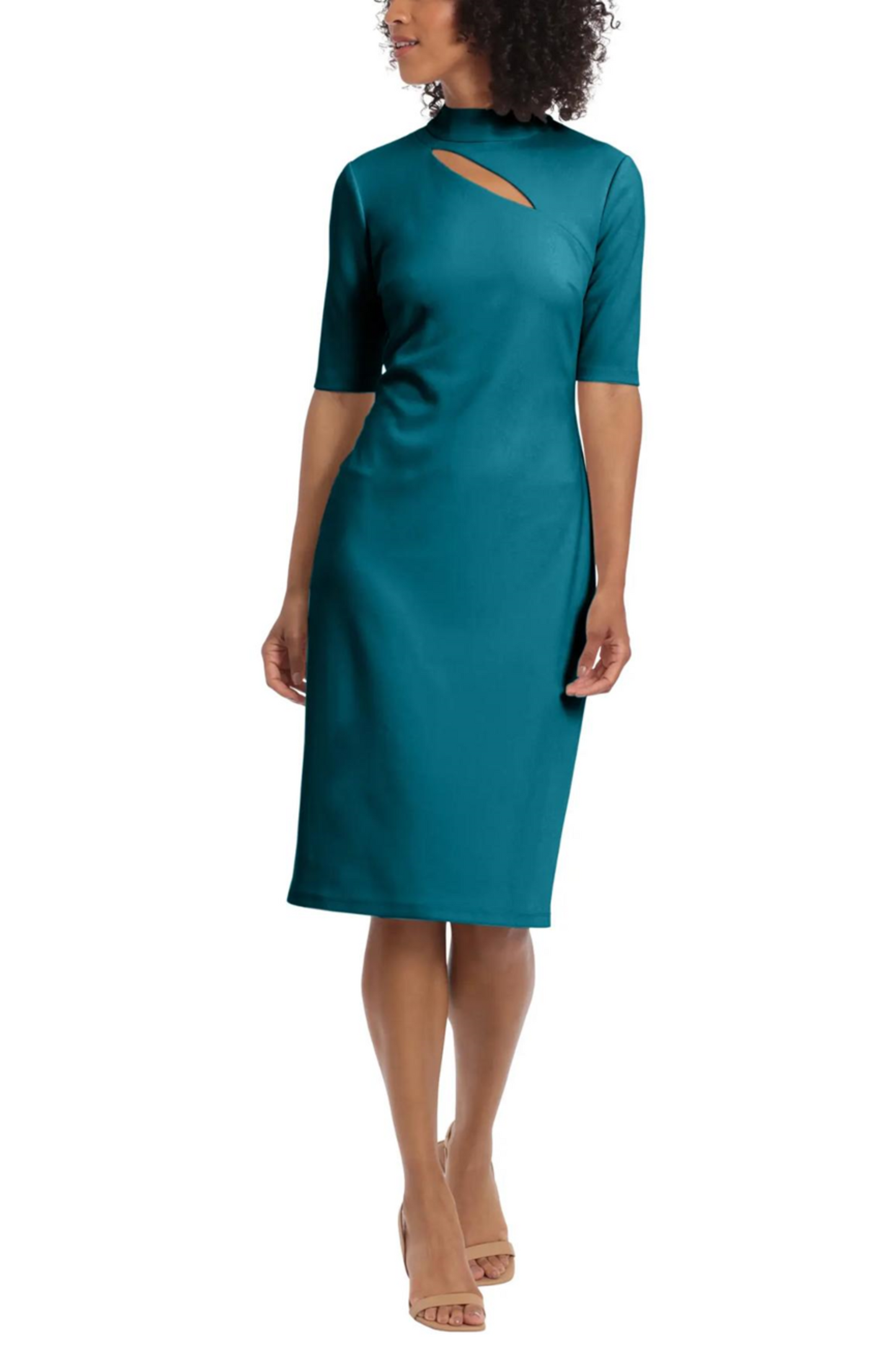 Maggy London Mock Neck Keyhole Slit Sheath Dress